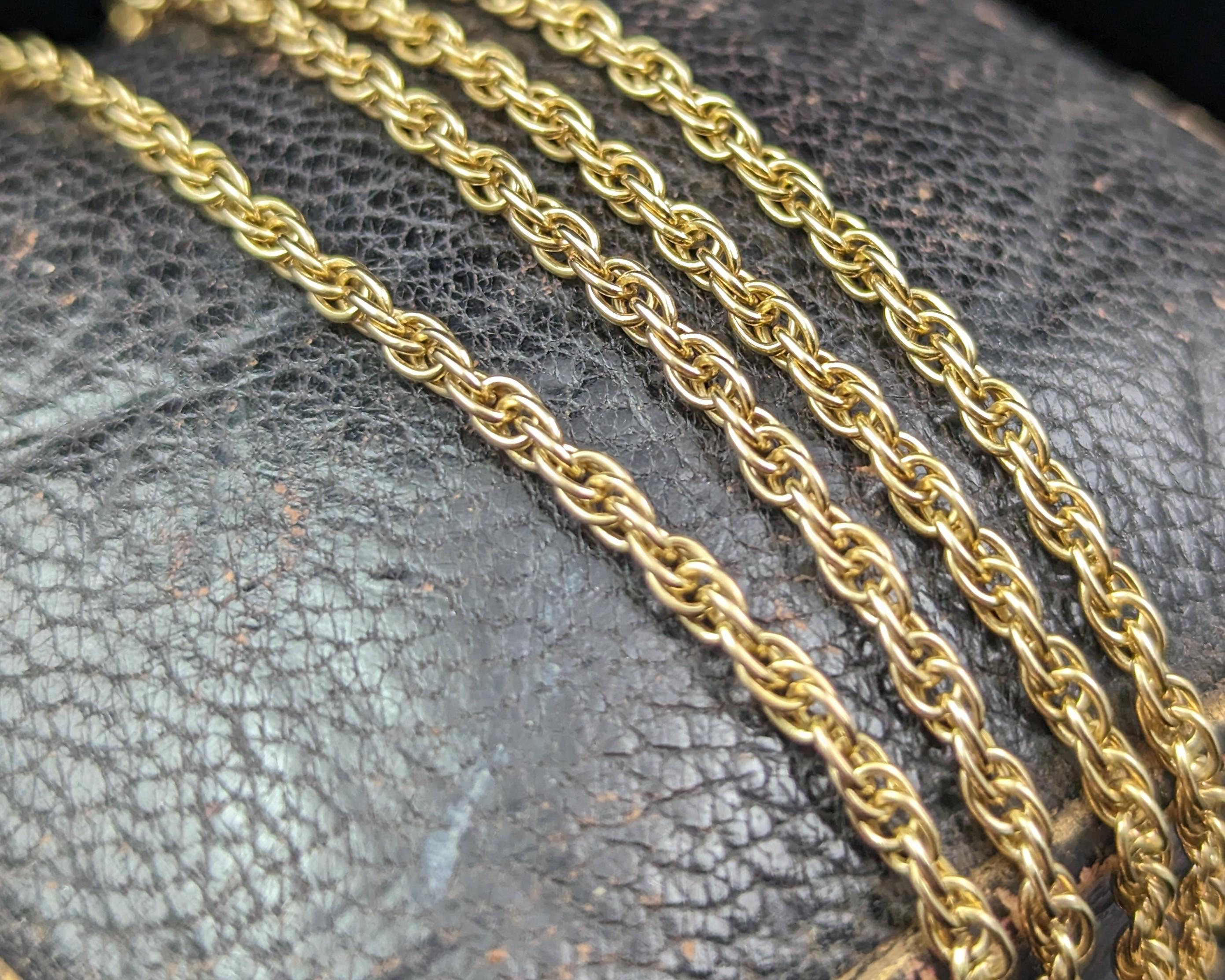 Vintage 9k Yellow Gold Fancy Link Chain Necklace For Sale 1