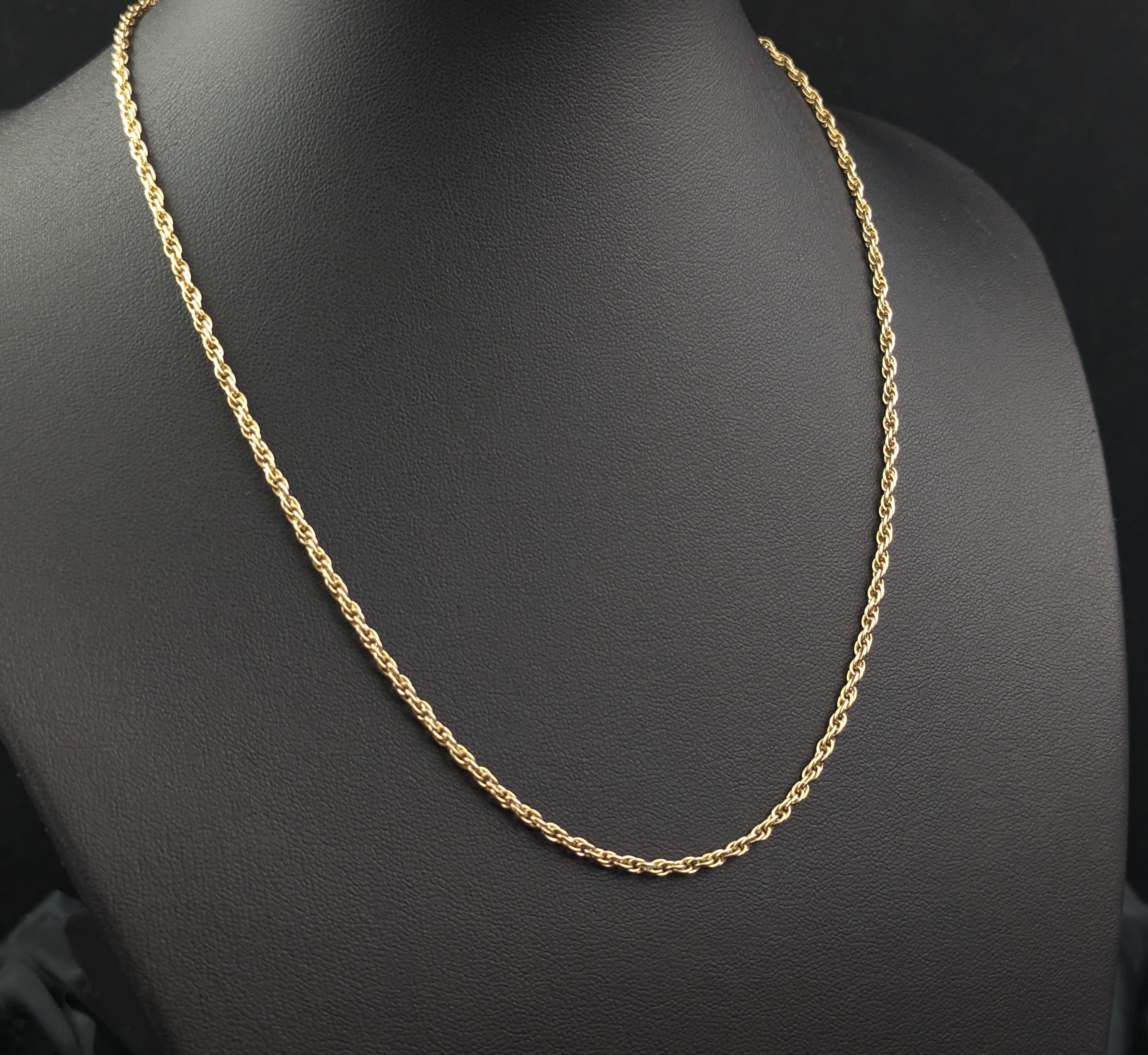 Vintage 9k Yellow Gold Fancy Link Chain Necklace For Sale 2