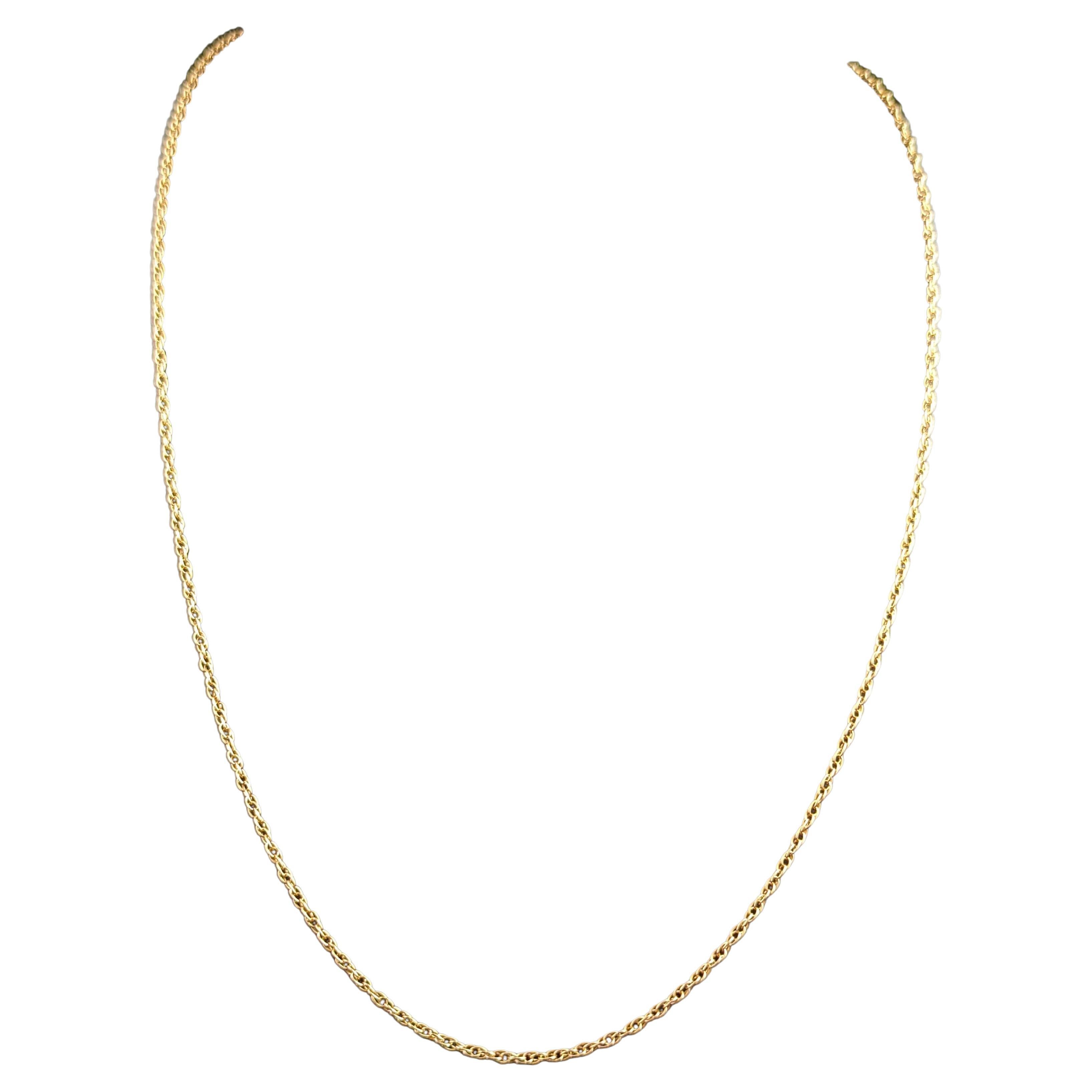 Vintage 9k Yellow Gold Fancy Link Chain Necklace, Open Rope Chain