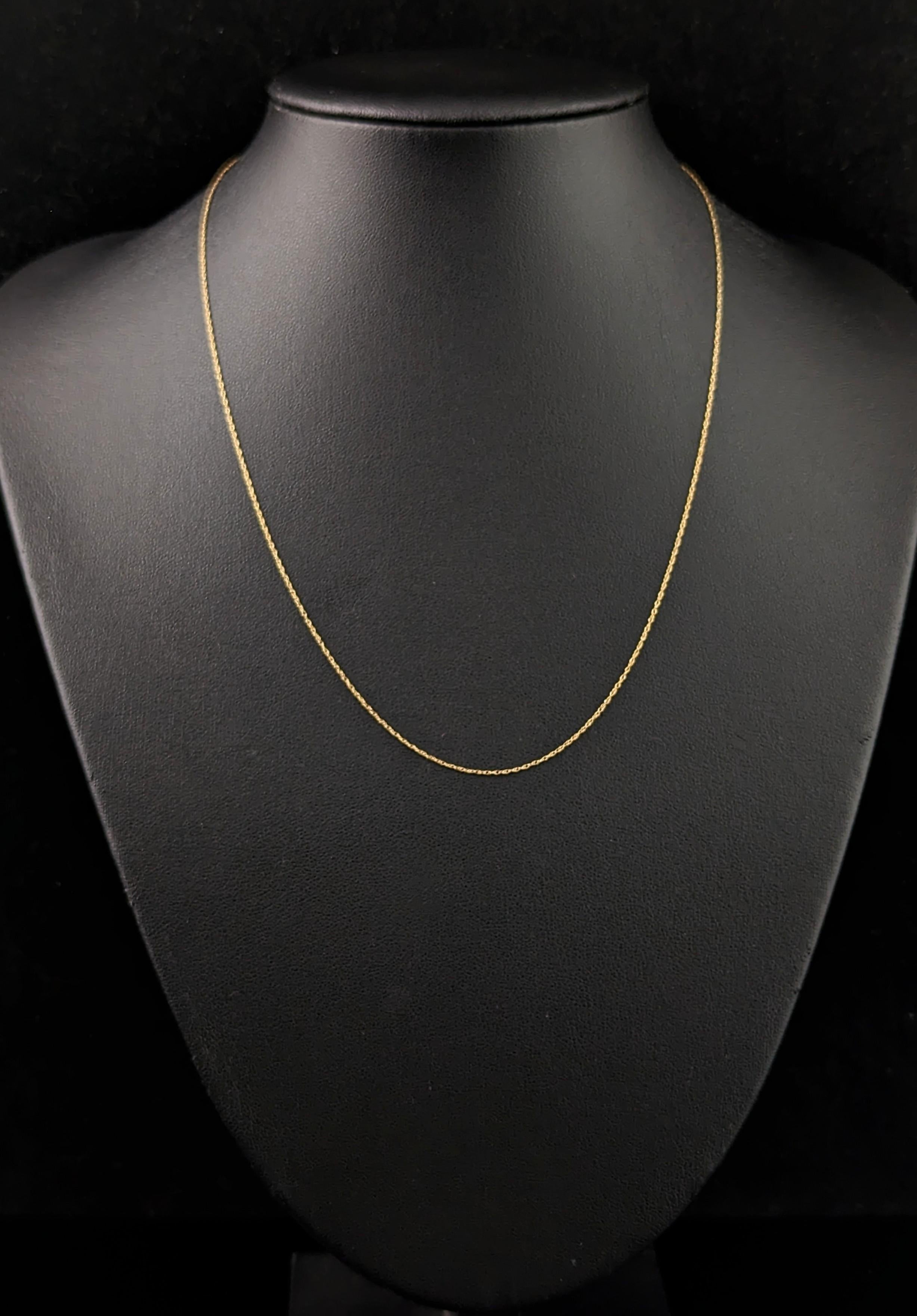 Modern Vintage 9k yellow gold, fine trace link chain necklace  For Sale