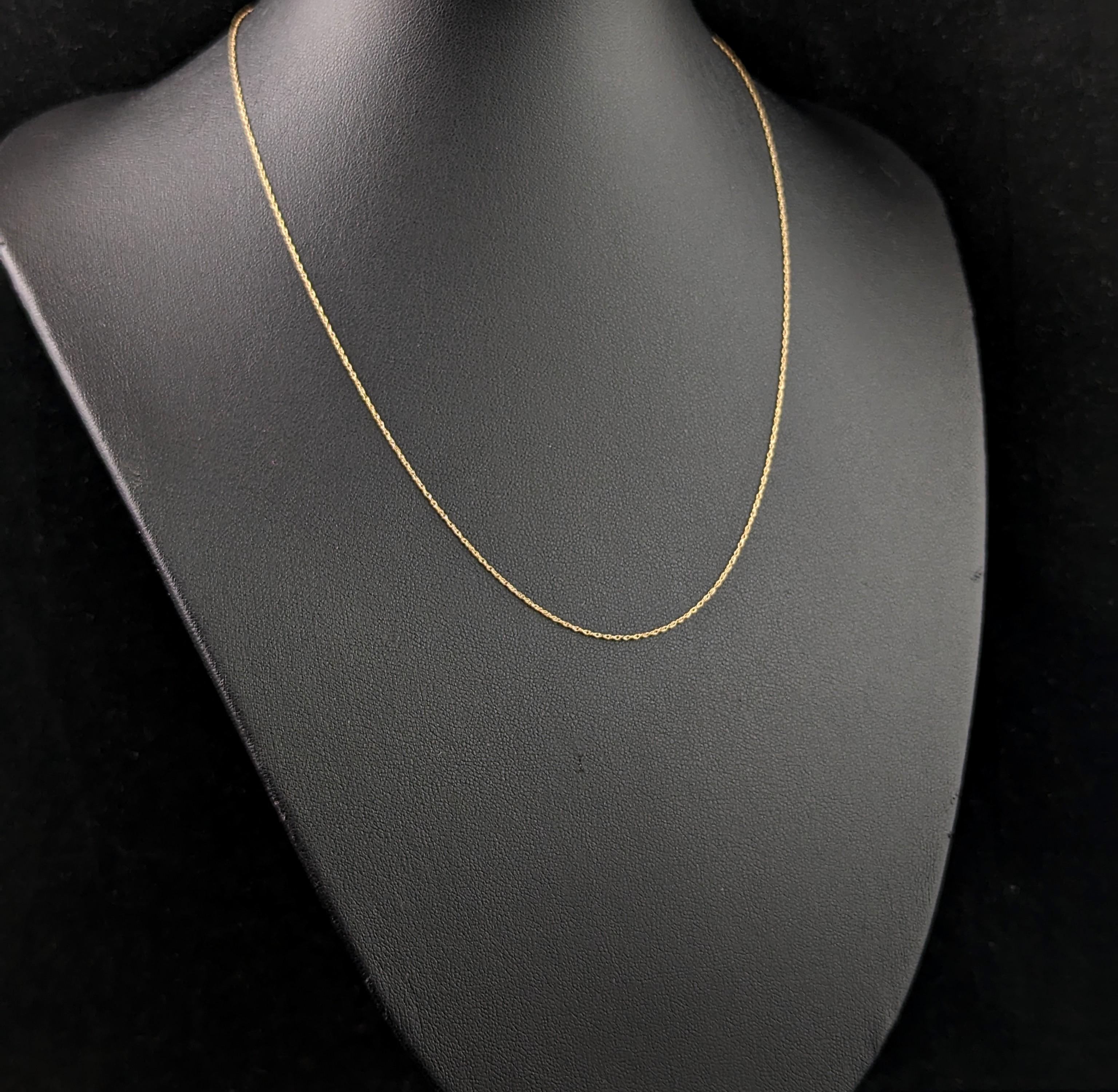 Women's Vintage 9k yellow gold, fine trace link chain necklace  For Sale
