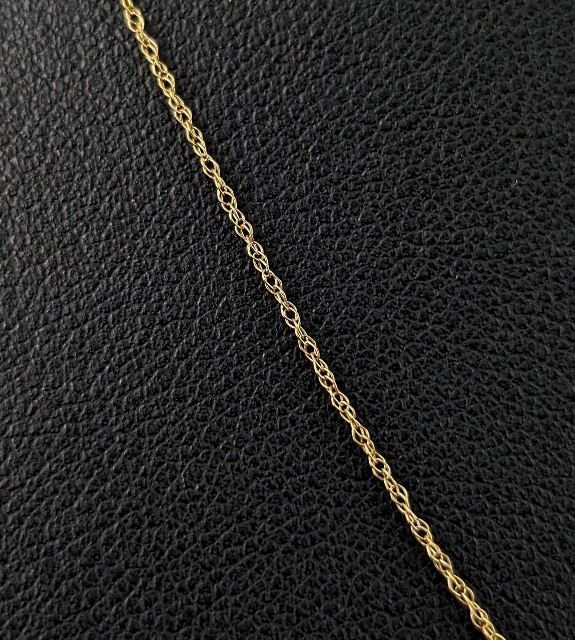 Vintage 9k yellow gold, fine trace link chain necklace  For Sale 1