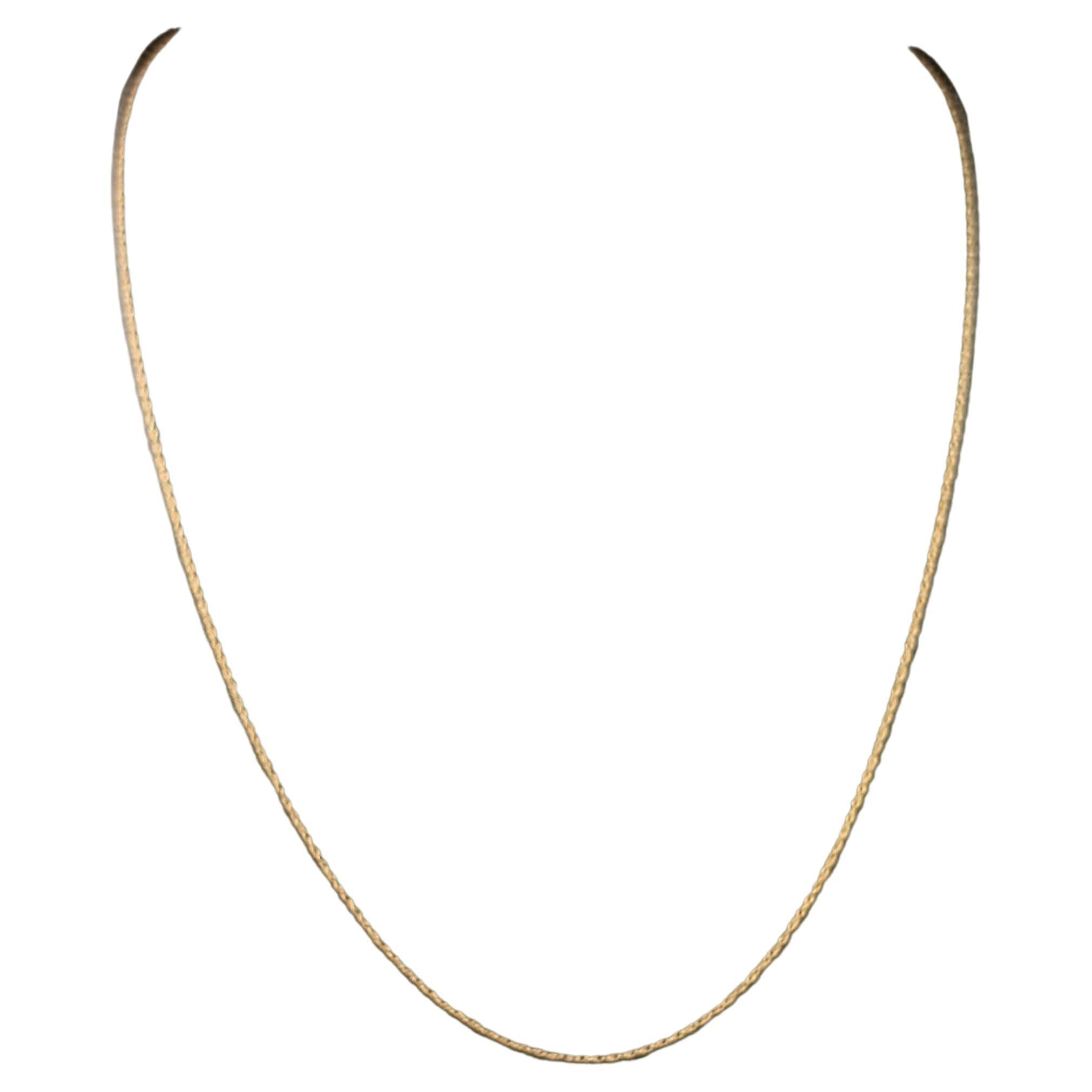 Vintage 9k yellow gold, fine trace link chain necklace  For Sale