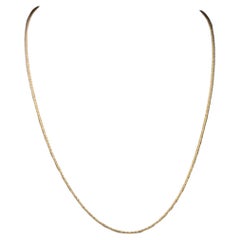 Vintage 9k yellow gold, fine trace link chain necklace 