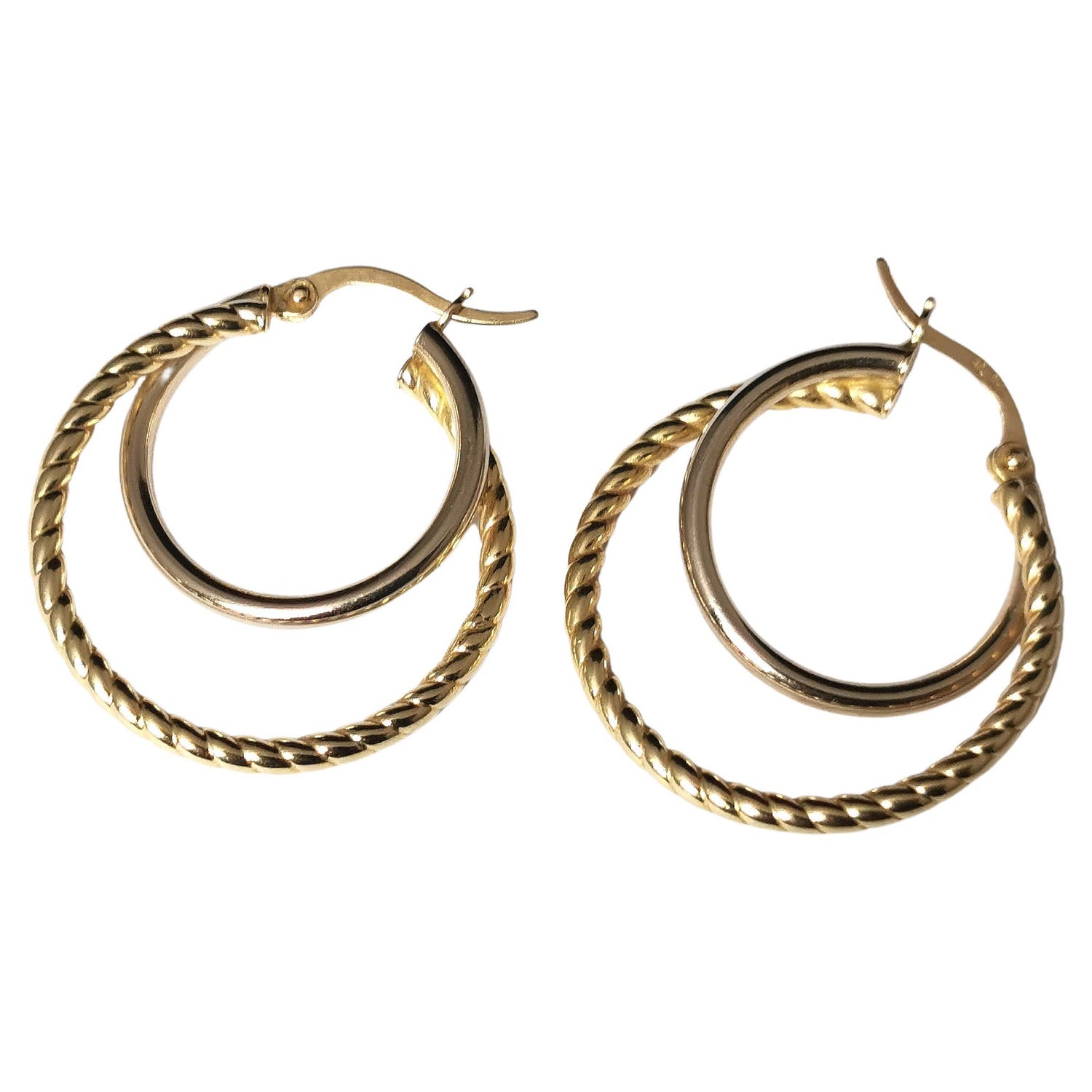 Vintage Gold Hoops Wavy Twisted Gypsy Earrings at 1stDibs | vintage gold  hoop earrings