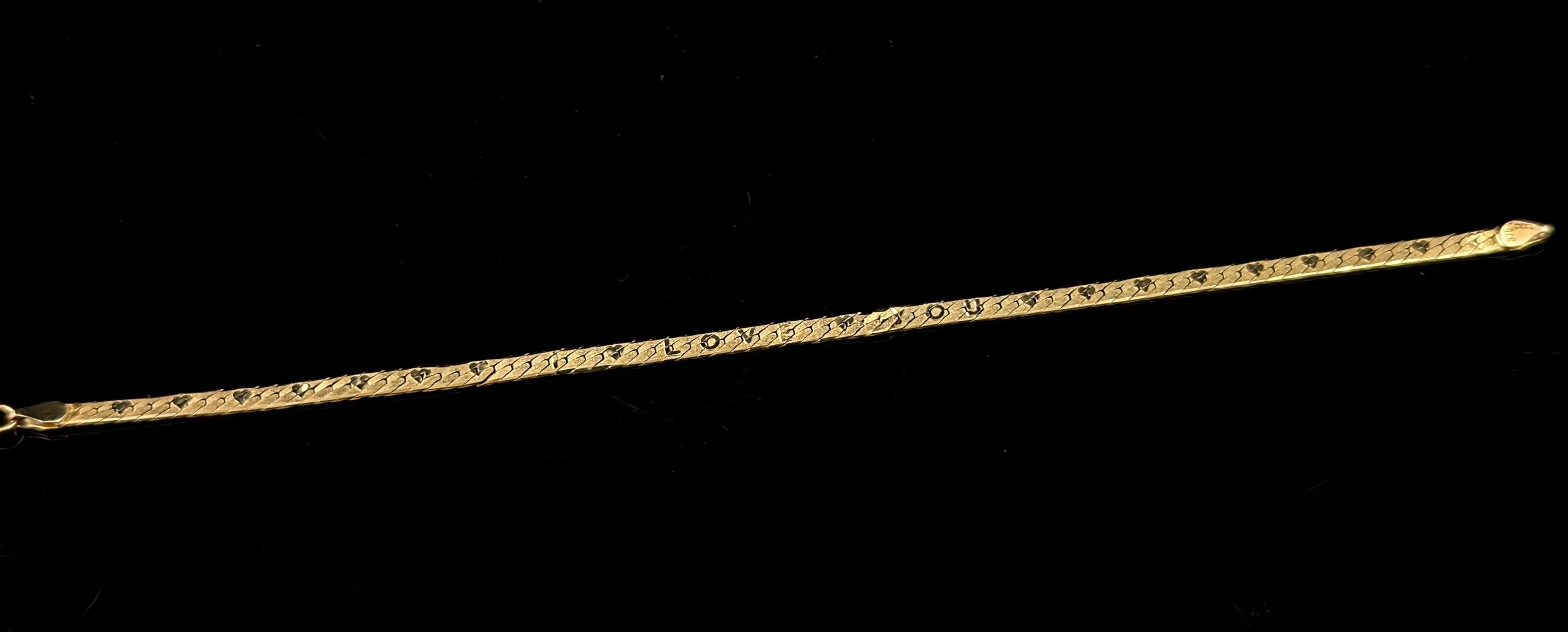 Vintage 9k yellow gold I love you bracelet For Sale 5