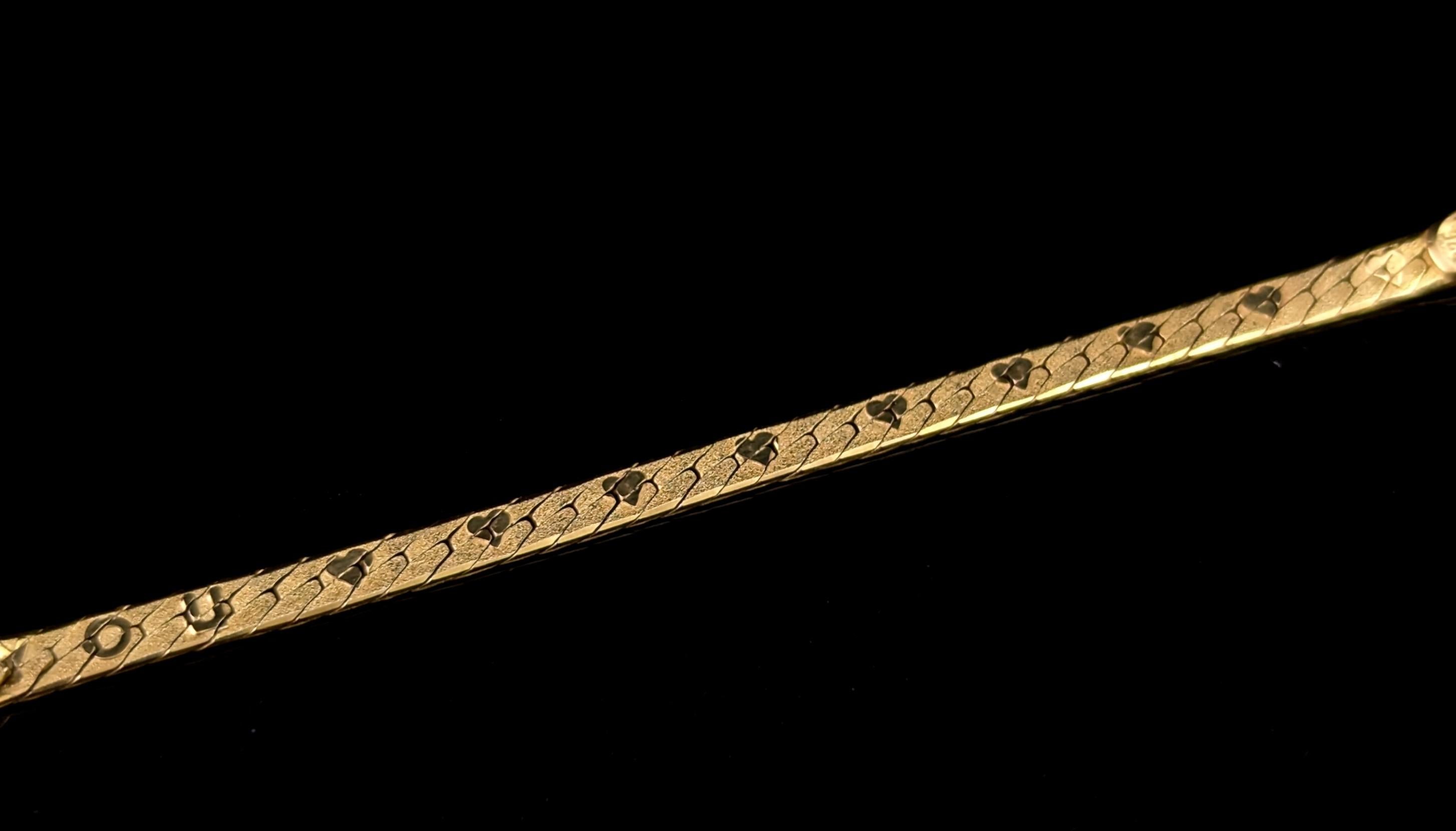 Retro Vintage 9k yellow gold I love you bracelet For Sale