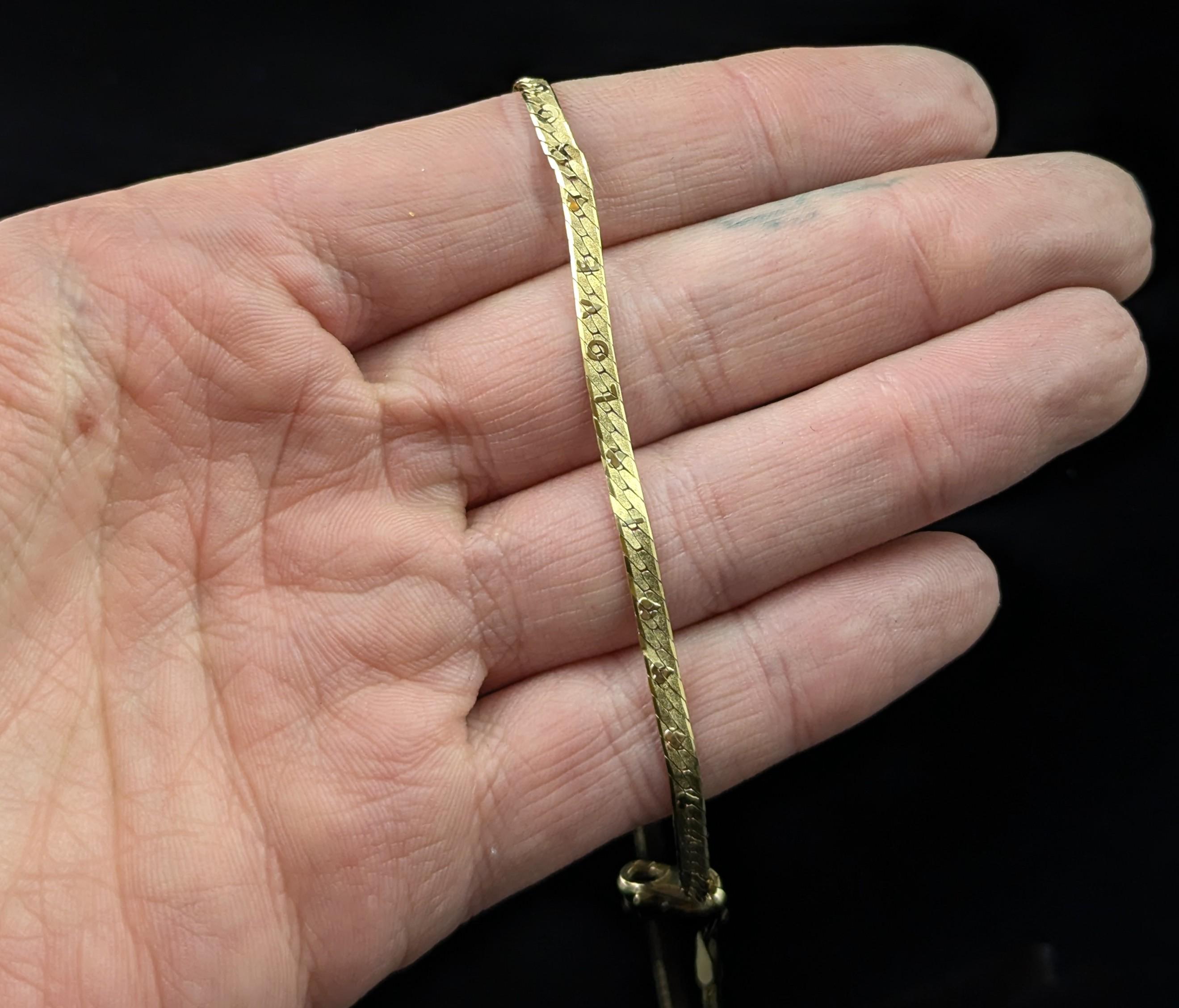 Vintage 9k yellow gold I love you bracelet For Sale 1