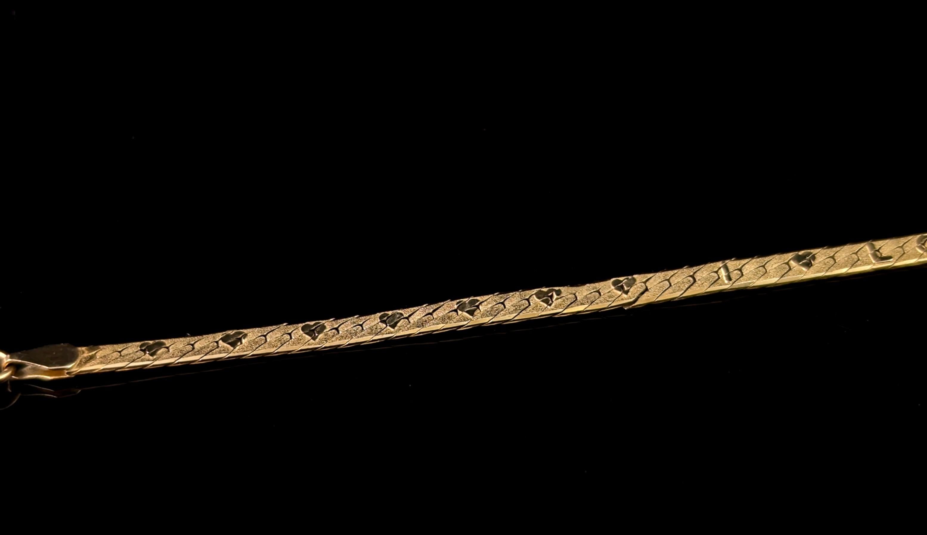 Vintage 9k yellow gold I love you bracelet For Sale 2