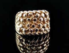 Vintage 9k Yellow Gold Keeper Ring, Chunky