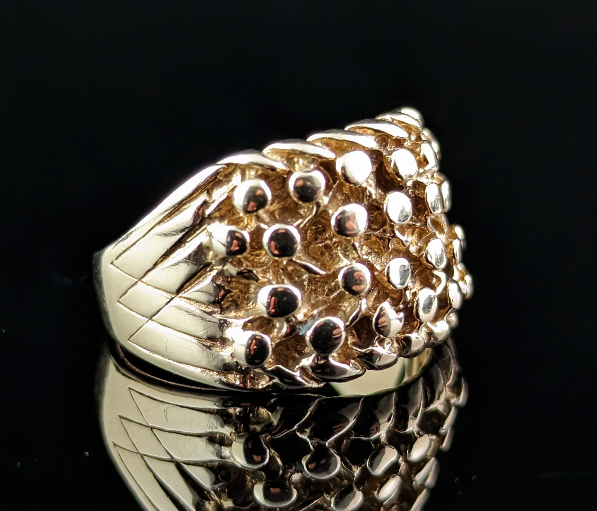 Bague keeper vintage en or jaune 9 carats, épaisse État moyen - En vente à NEWARK, GB