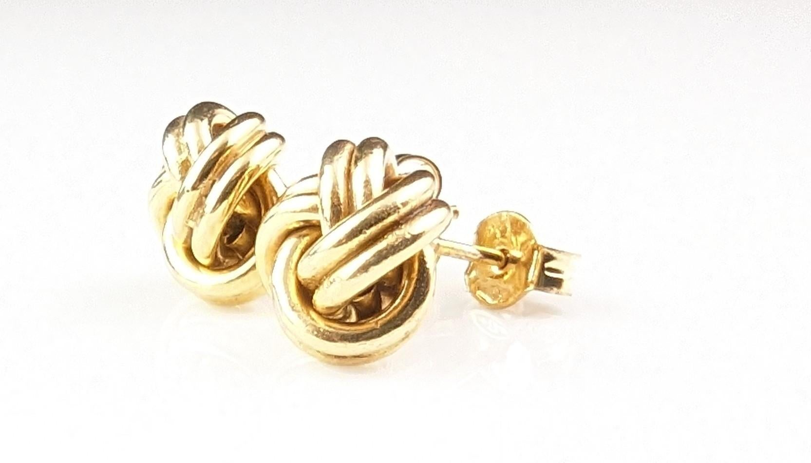 Vintage 9k yellow gold knot earrings, studs  5