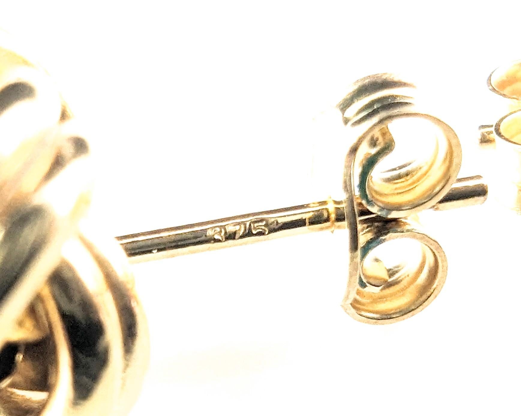 Vintage 9k yellow gold knot earrings, studs  8