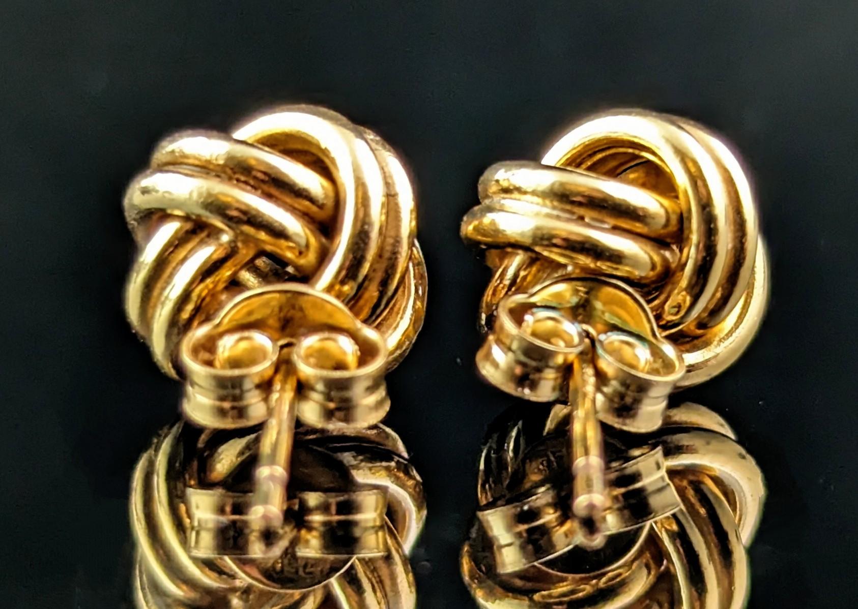 Vintage 9k yellow gold knot earrings, studs  3