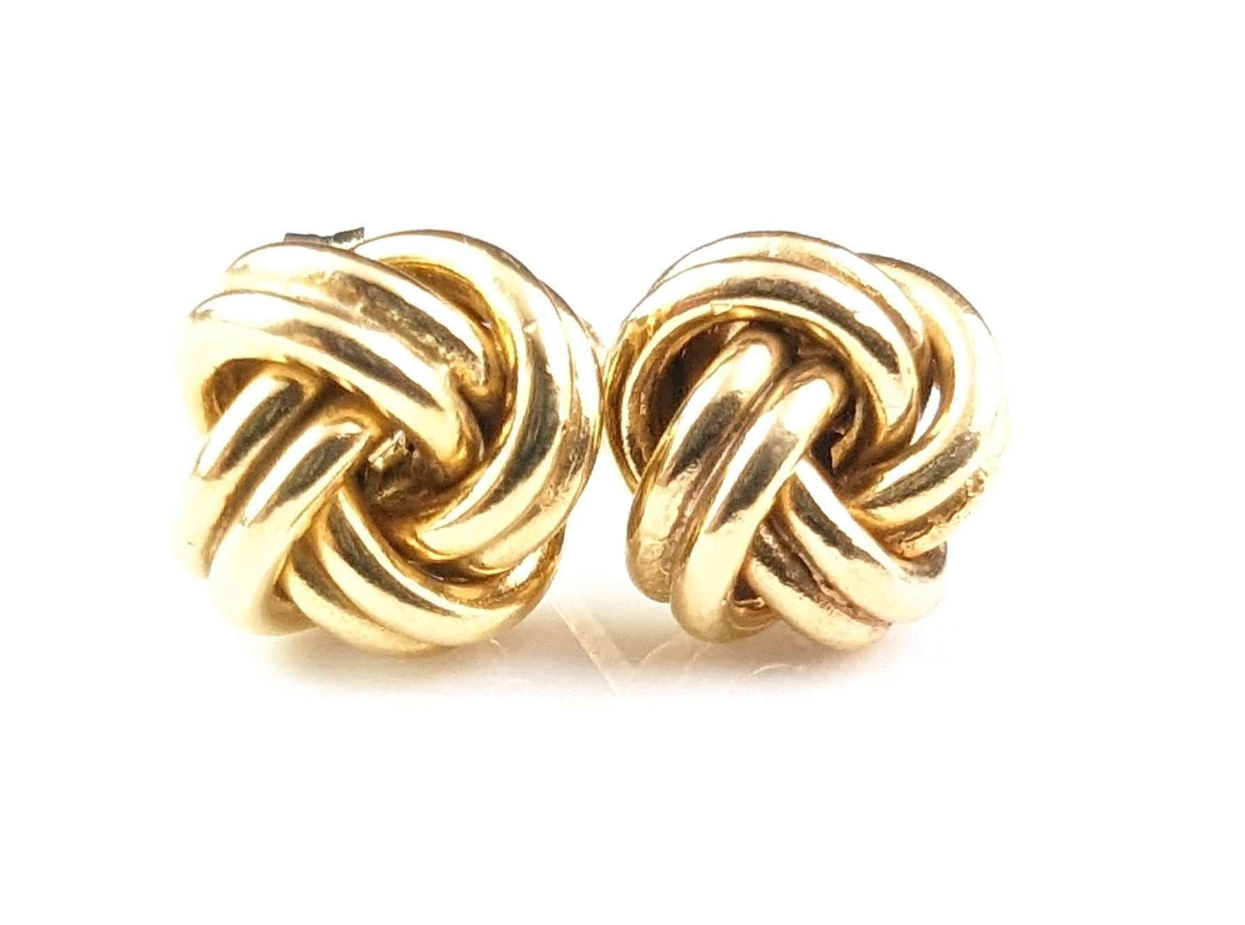 Vintage 9k yellow gold knot earrings, studs  4