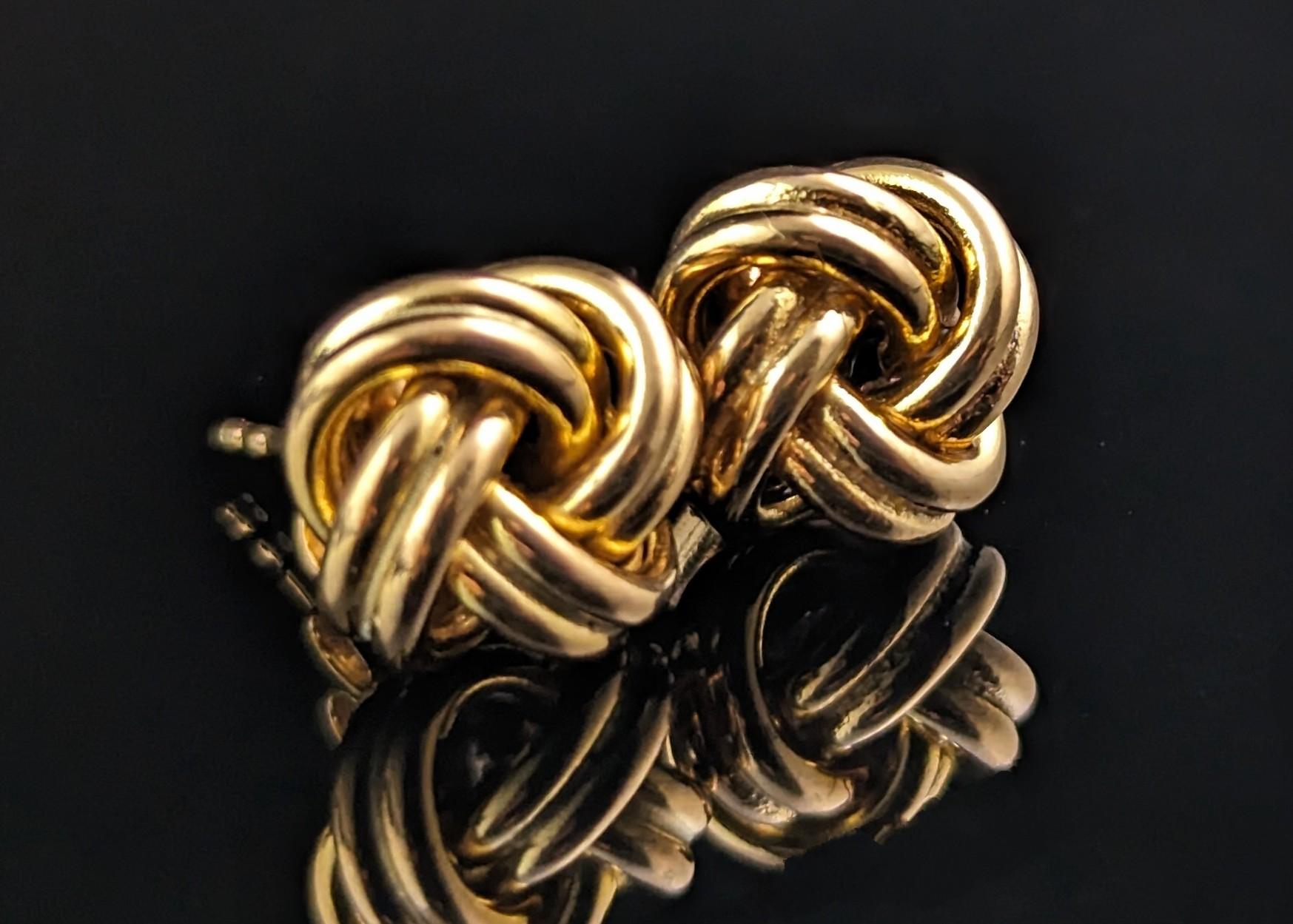 Modern Vintage 9k yellow gold lovers knot stud earrings 