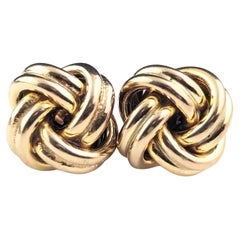 Vintage 9k yellow gold lovers knot stud earrings 