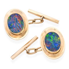 Gemelos doblete ópalo oro amarillo 9k vintage