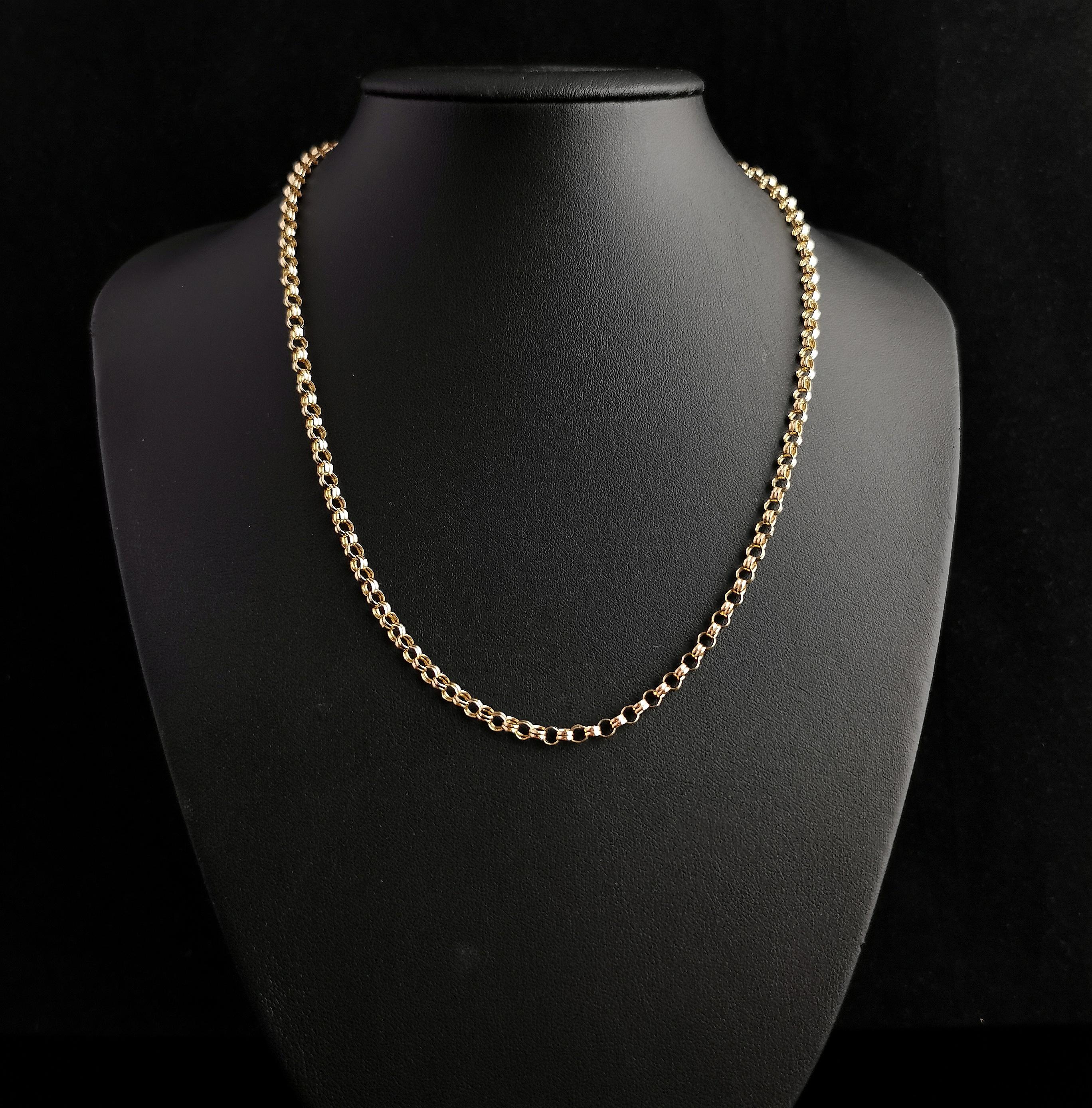 Modern Vintage 9k Yellow Gold Rolo Link Chain Necklace, C1990s