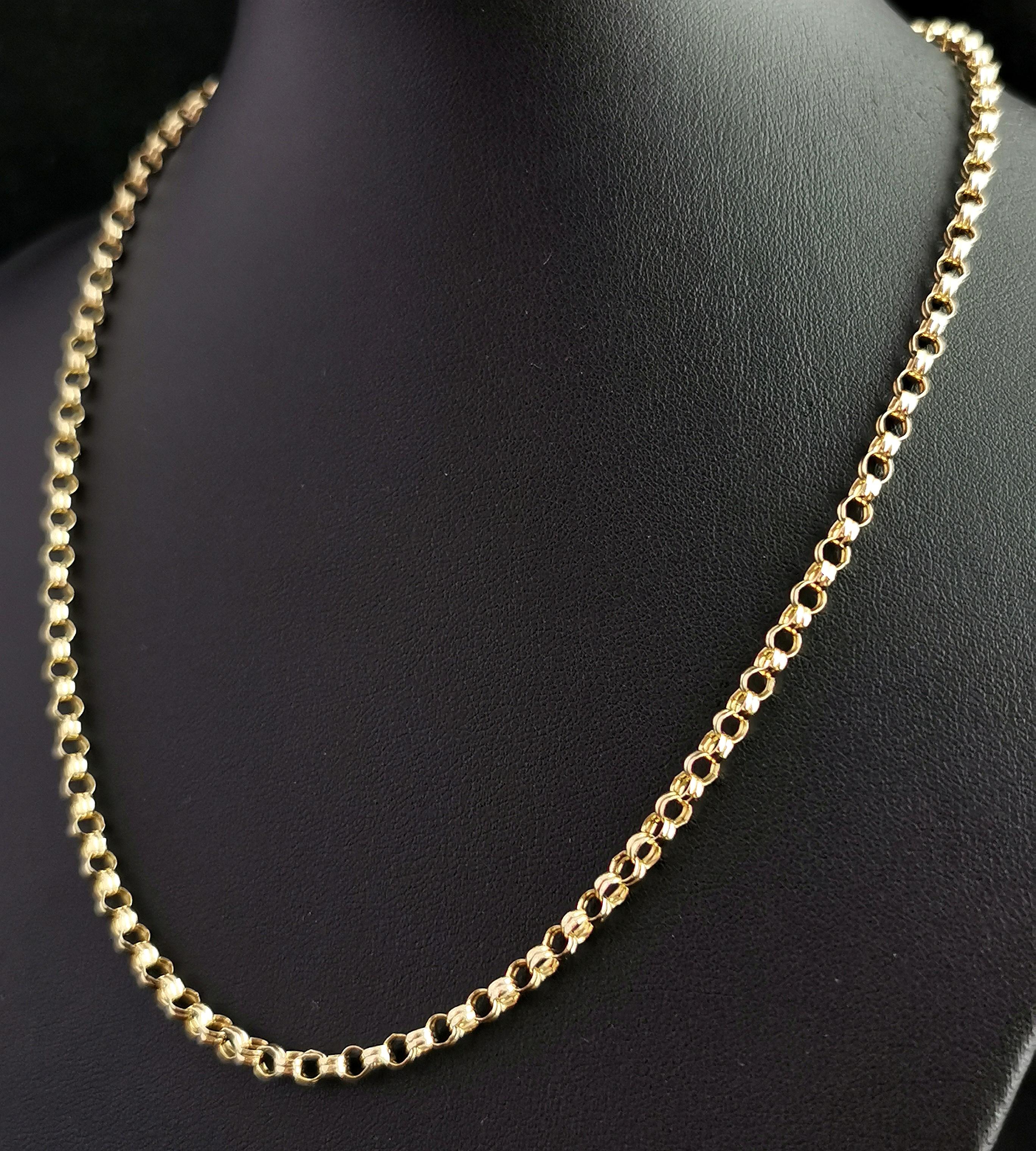 Men's Vintage 9k Yellow Gold Rolo Link Chain Necklace, C1990s