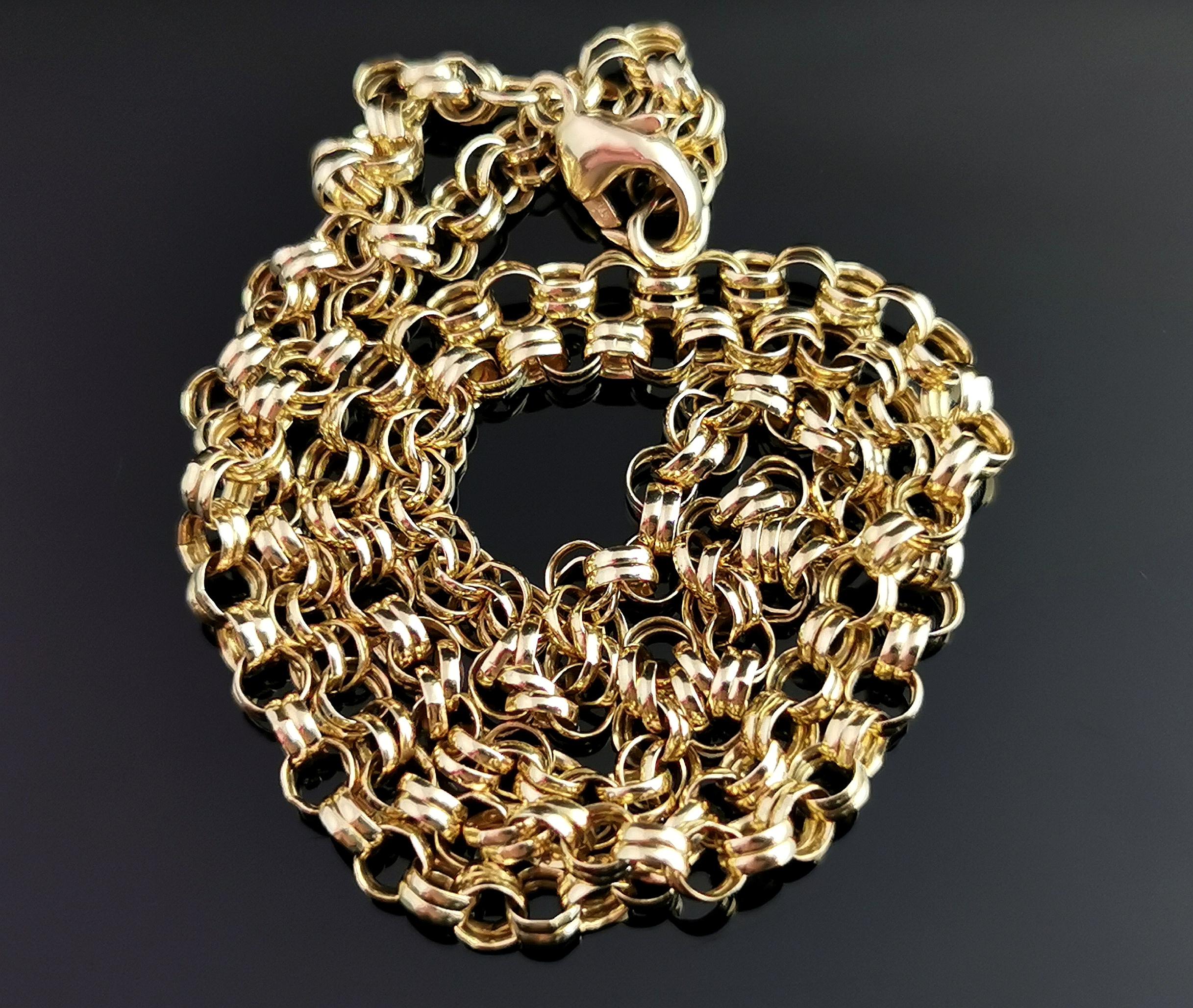 Vintage 9k Yellow Gold Rolo Link Chain Necklace, C1990s 2
