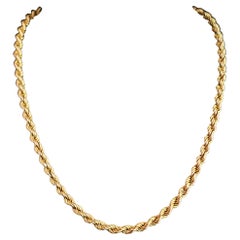Vintage 9k Yellow Gold Rope Twist Chain Necklace, Italian