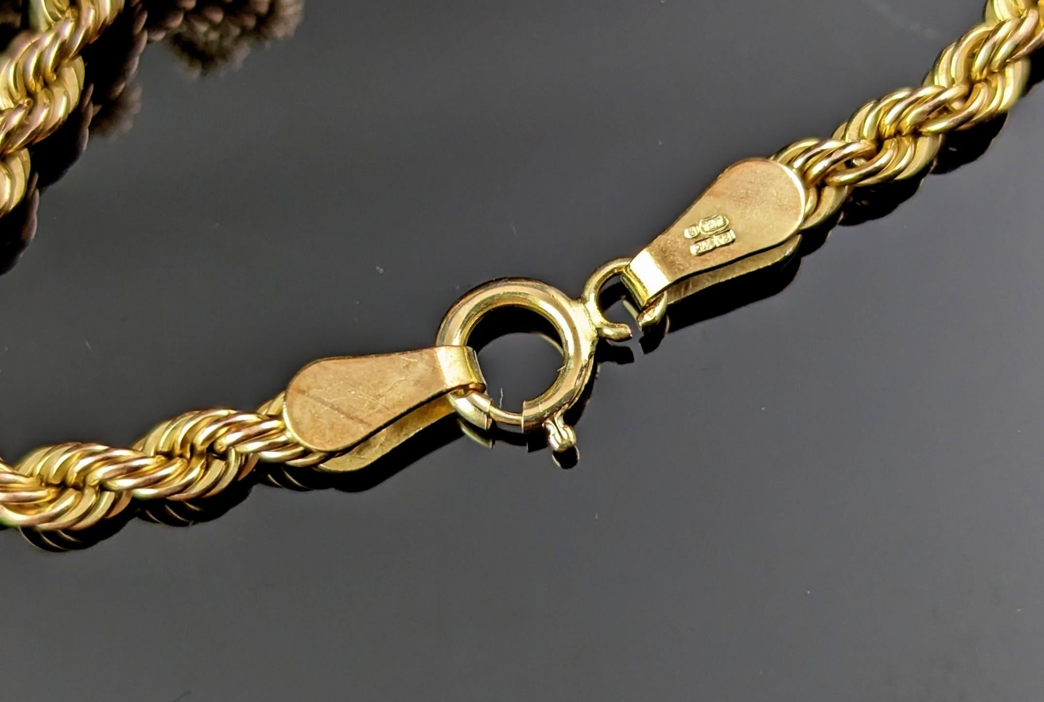 Vintage 9k Gelbgold Seil gedrehte Gliederkette Halskette 6