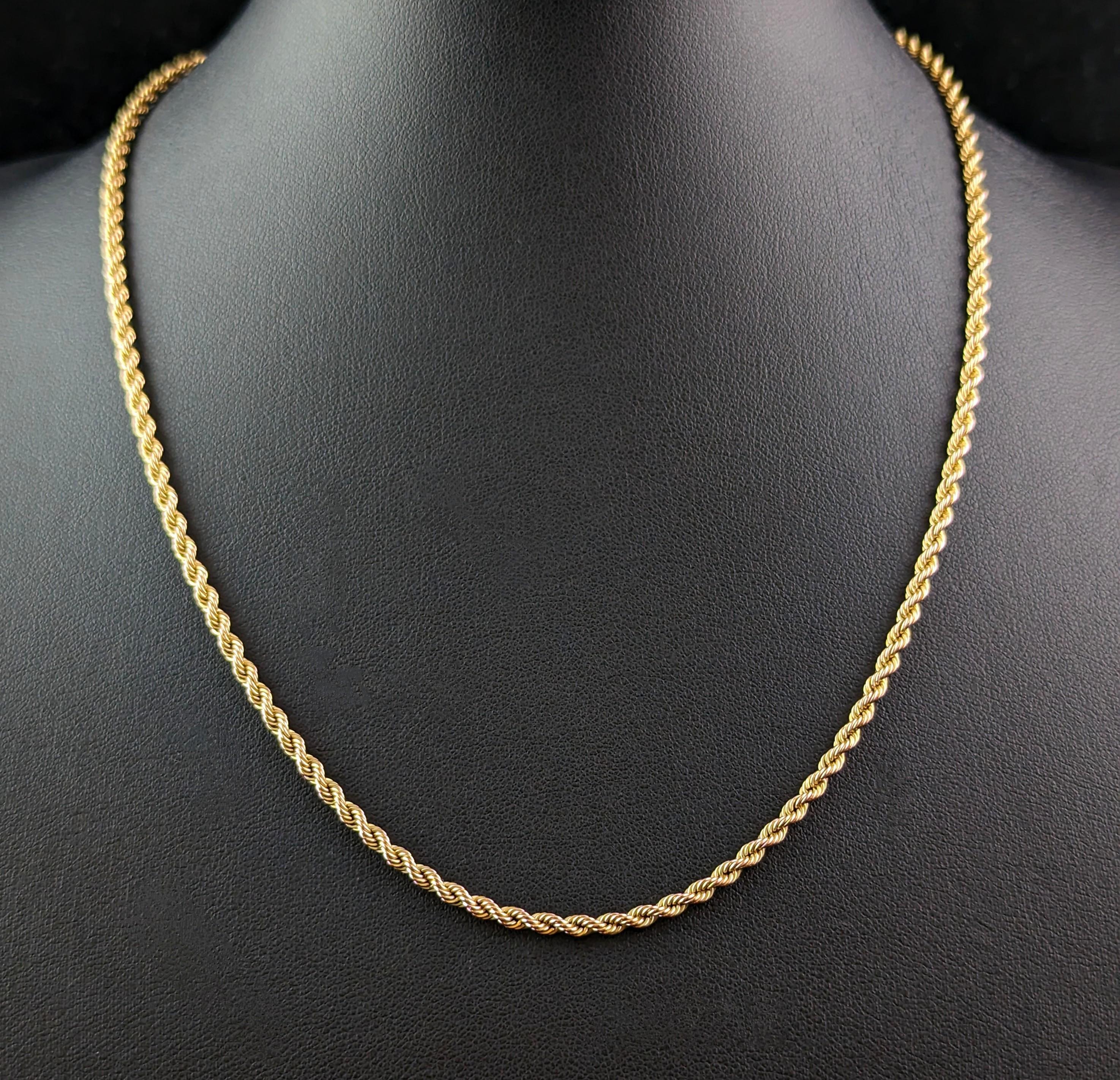 Modern Vintage 9k yellow gold rope twist link chain necklace