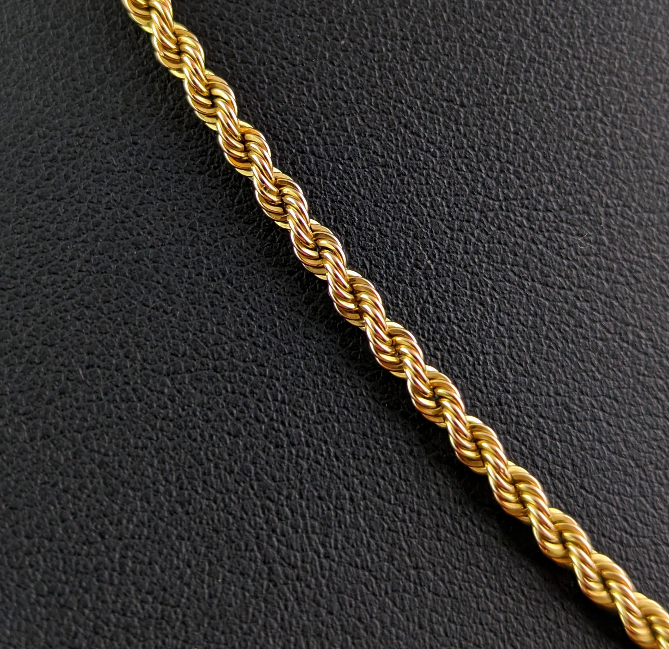 Vintage 9k yellow gold rope twist link chain necklace 1