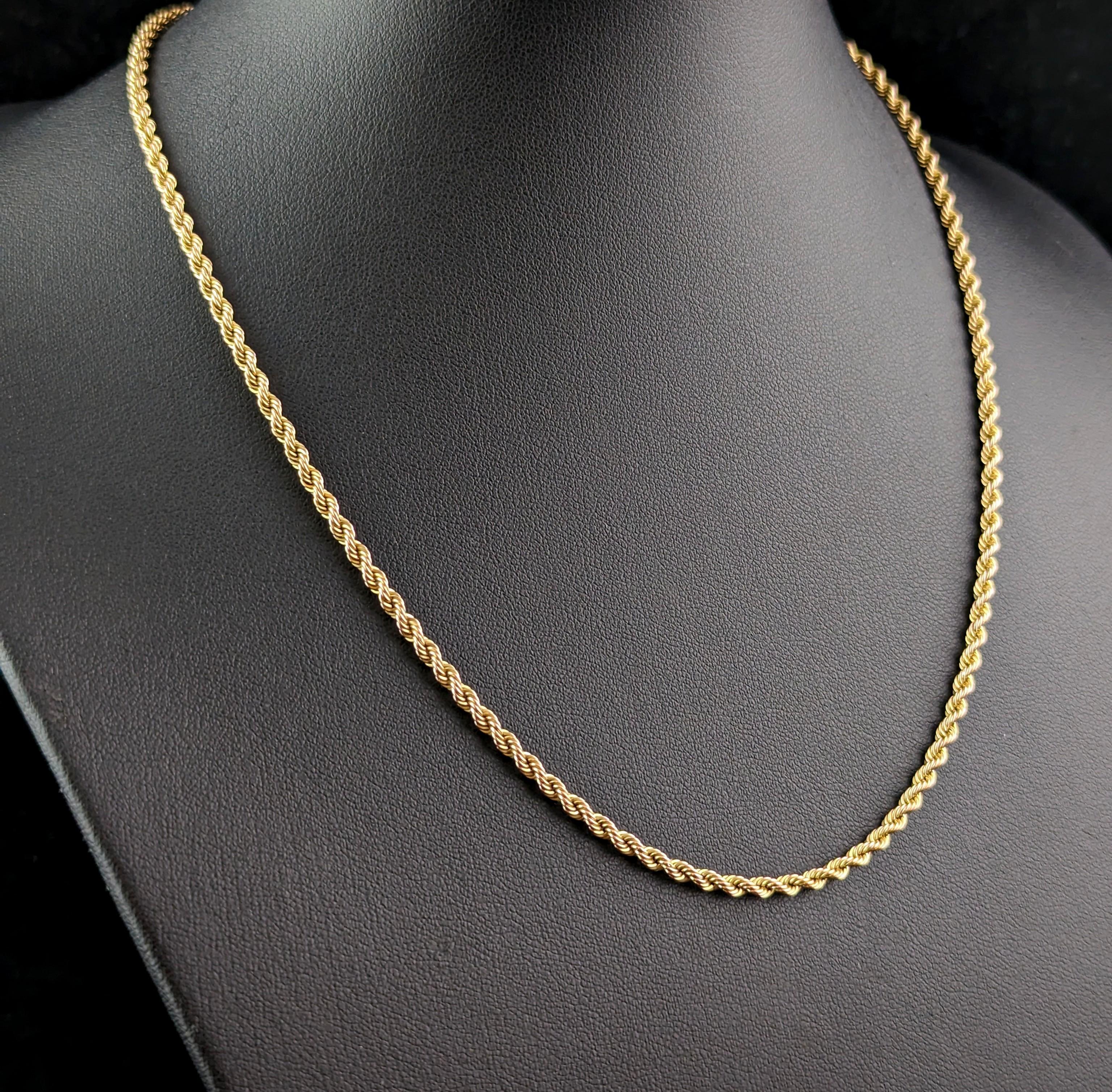 Vintage 9k yellow gold rope twist link chain necklace 3