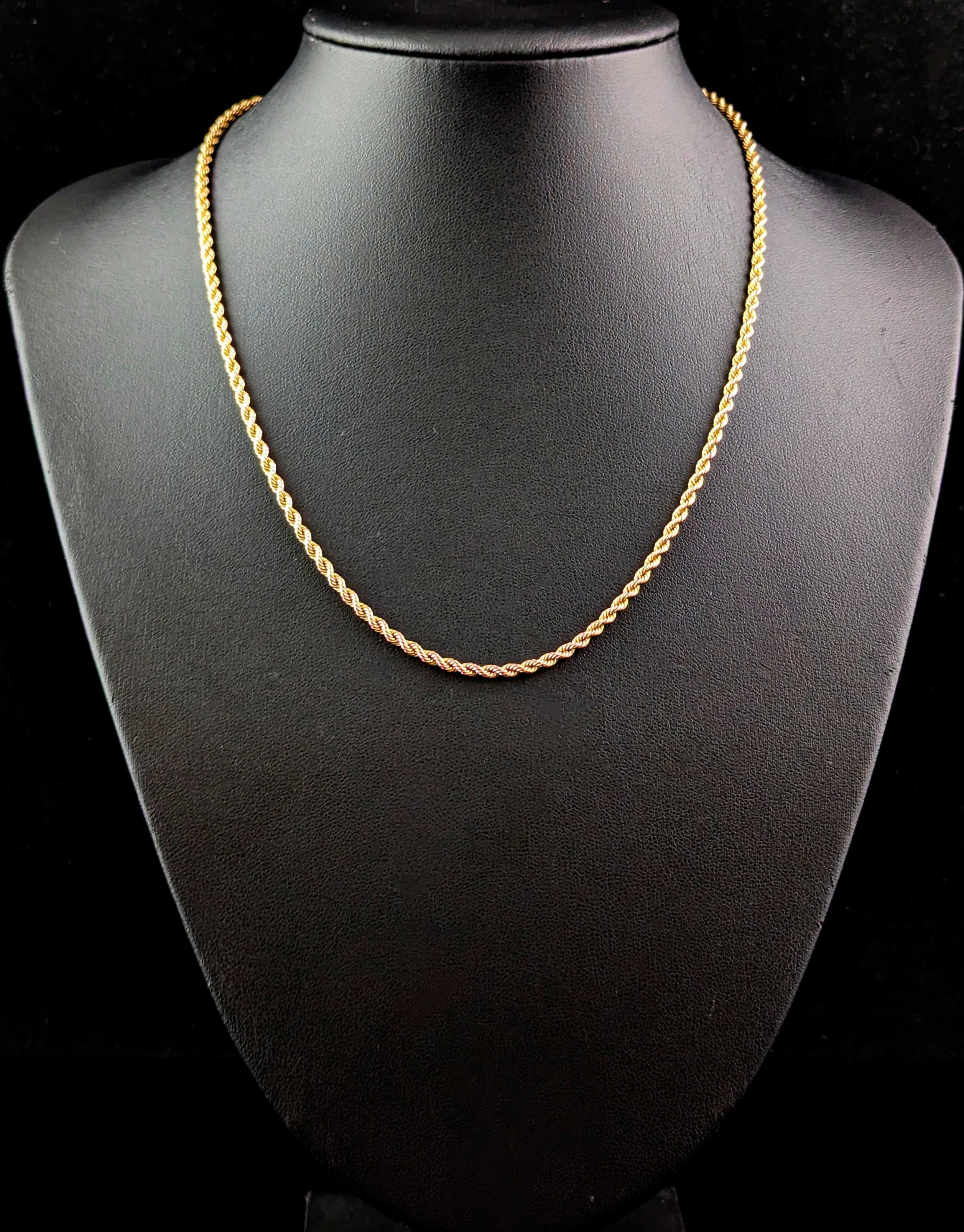 Vintage 9k yellow gold rope twist link chain necklace 4