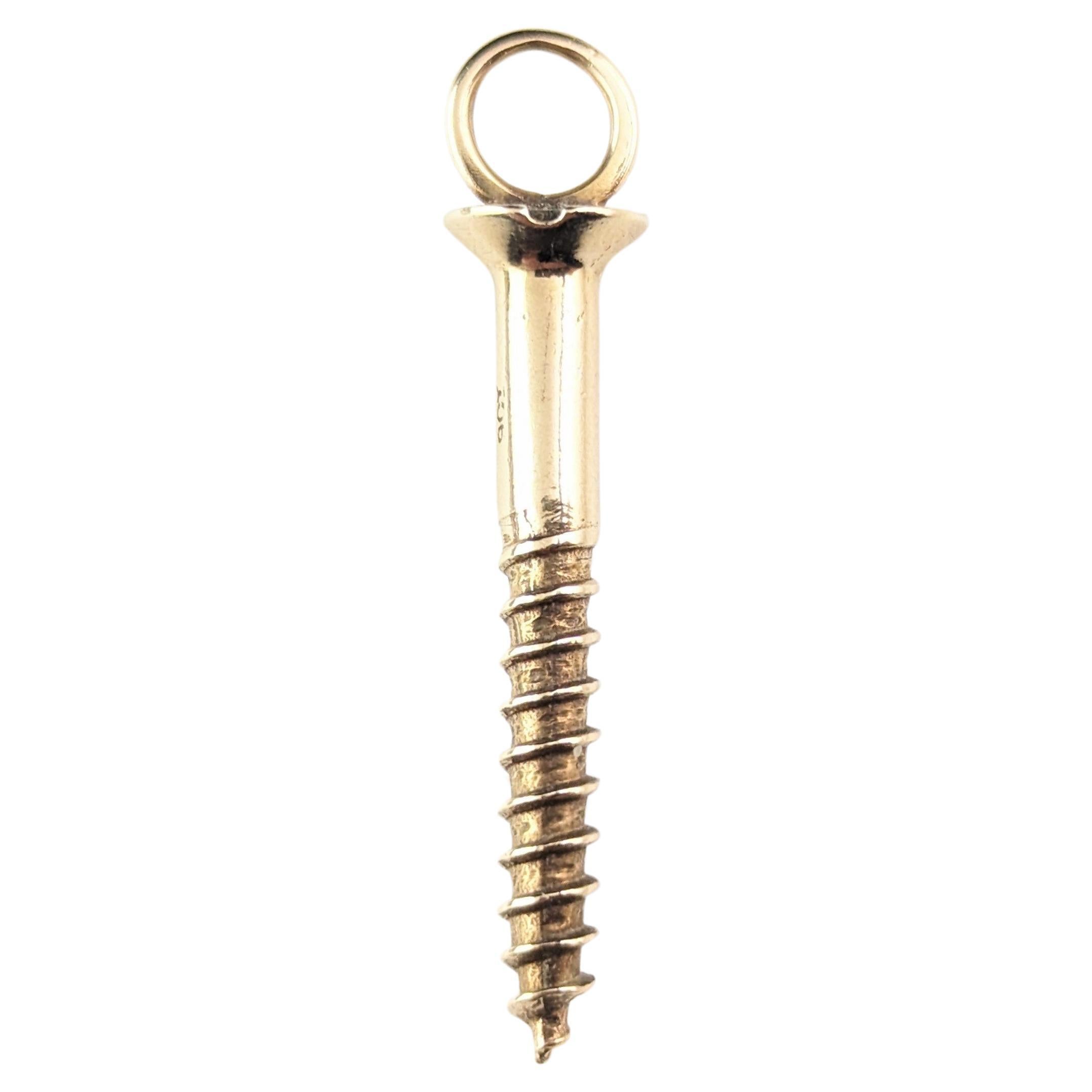 Vintage 9k yellow gold screw pendant, Mid century, Novelty 
