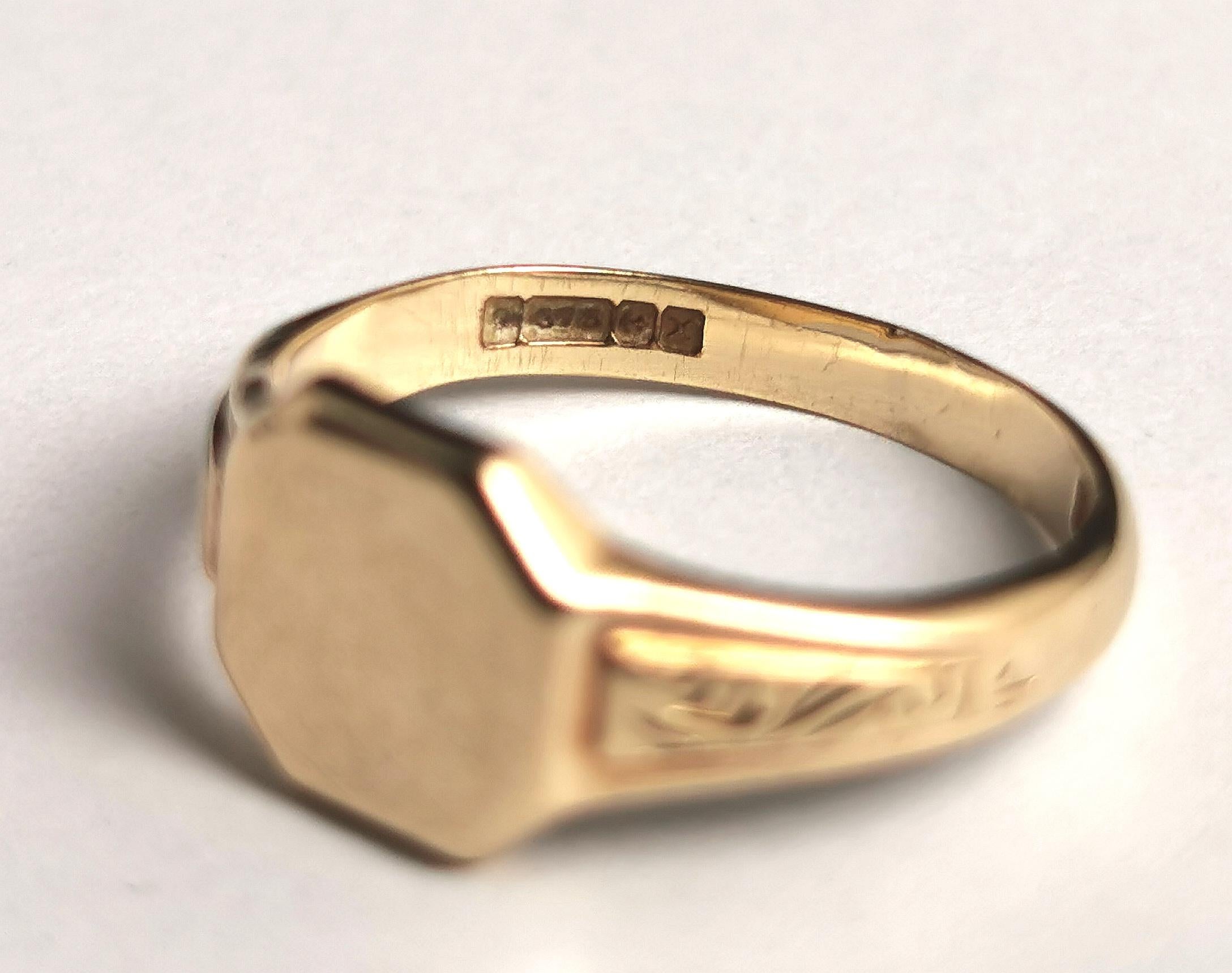 Siegelring aus 9 Karat Gelbgold, rosa Ring 6