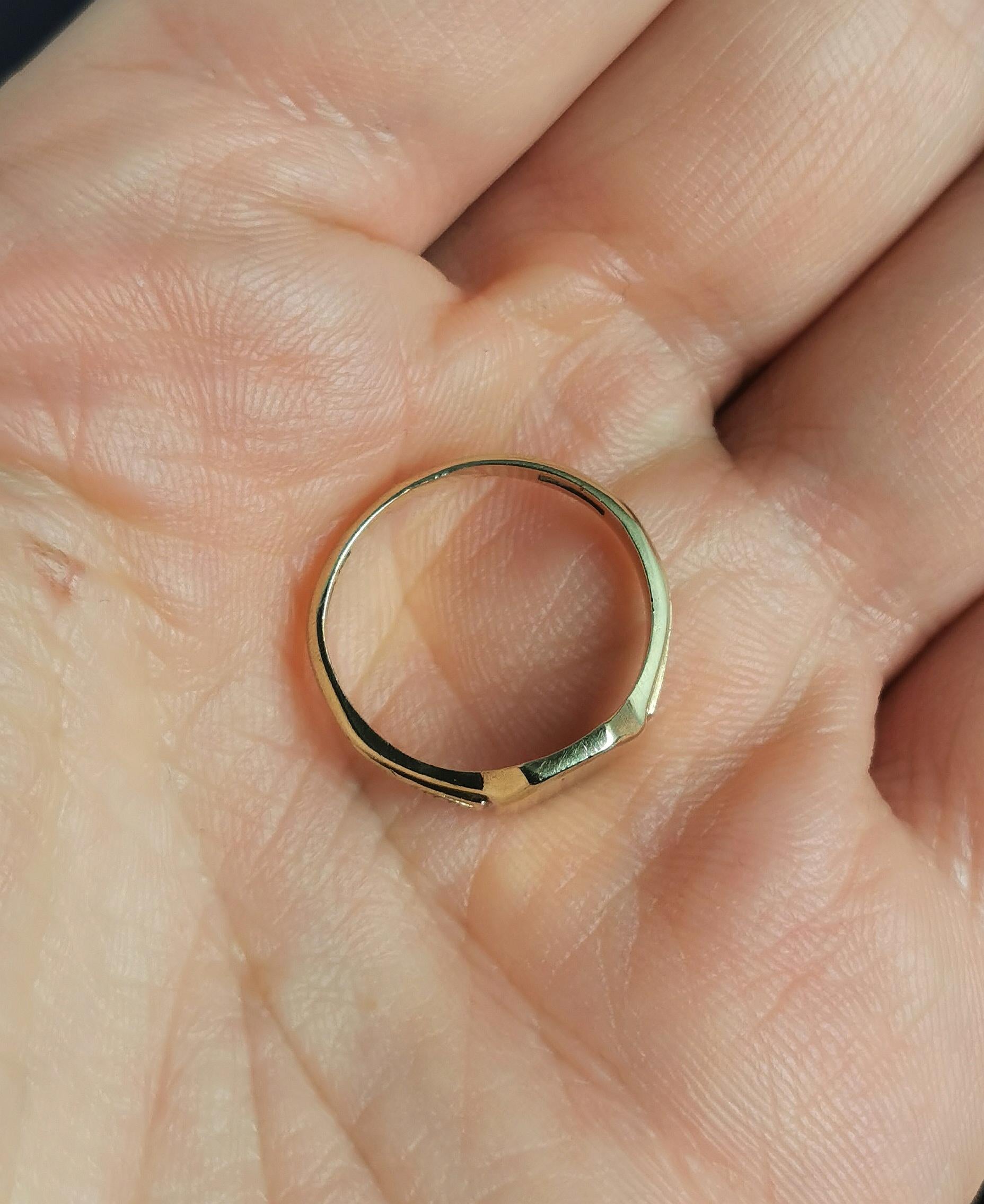 Siegelring aus 9 Karat Gelbgold, rosa Ring 3