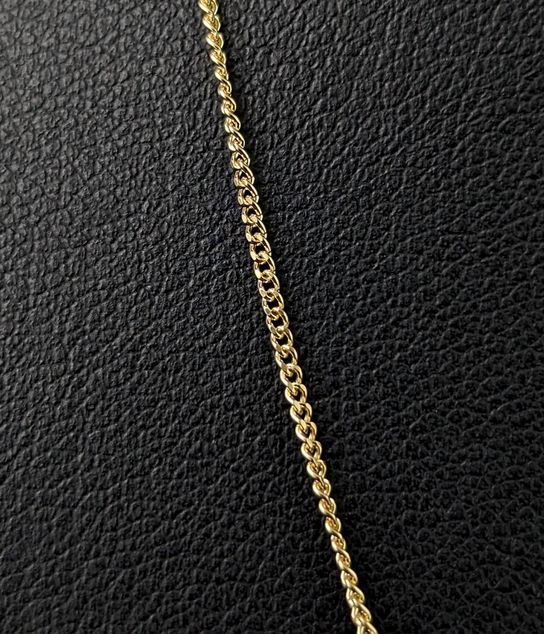 Vintage 9k yellow gold trace chain necklace, curb link  5