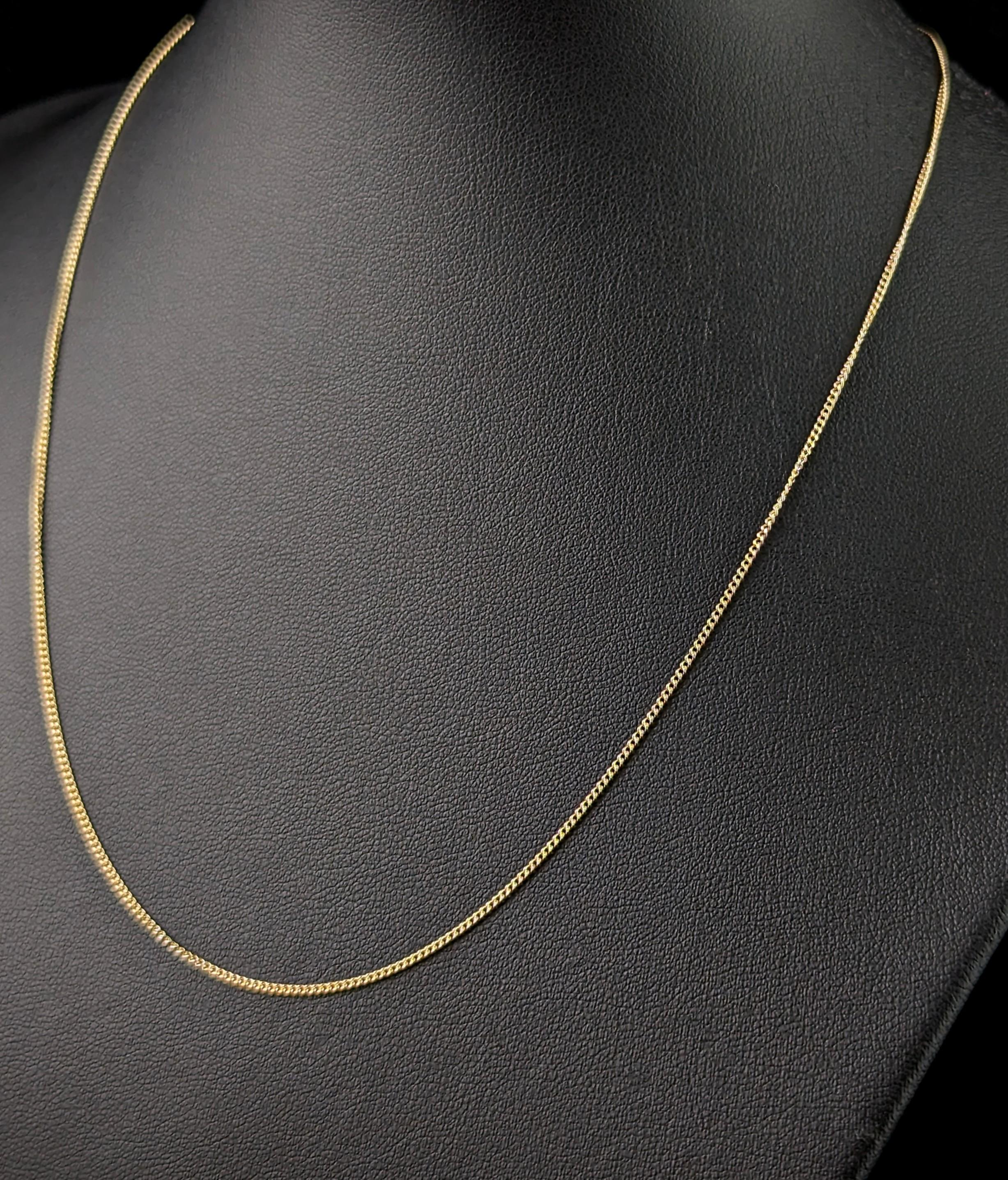 Vintage 9k yellow gold trace chain necklace, curb link  6