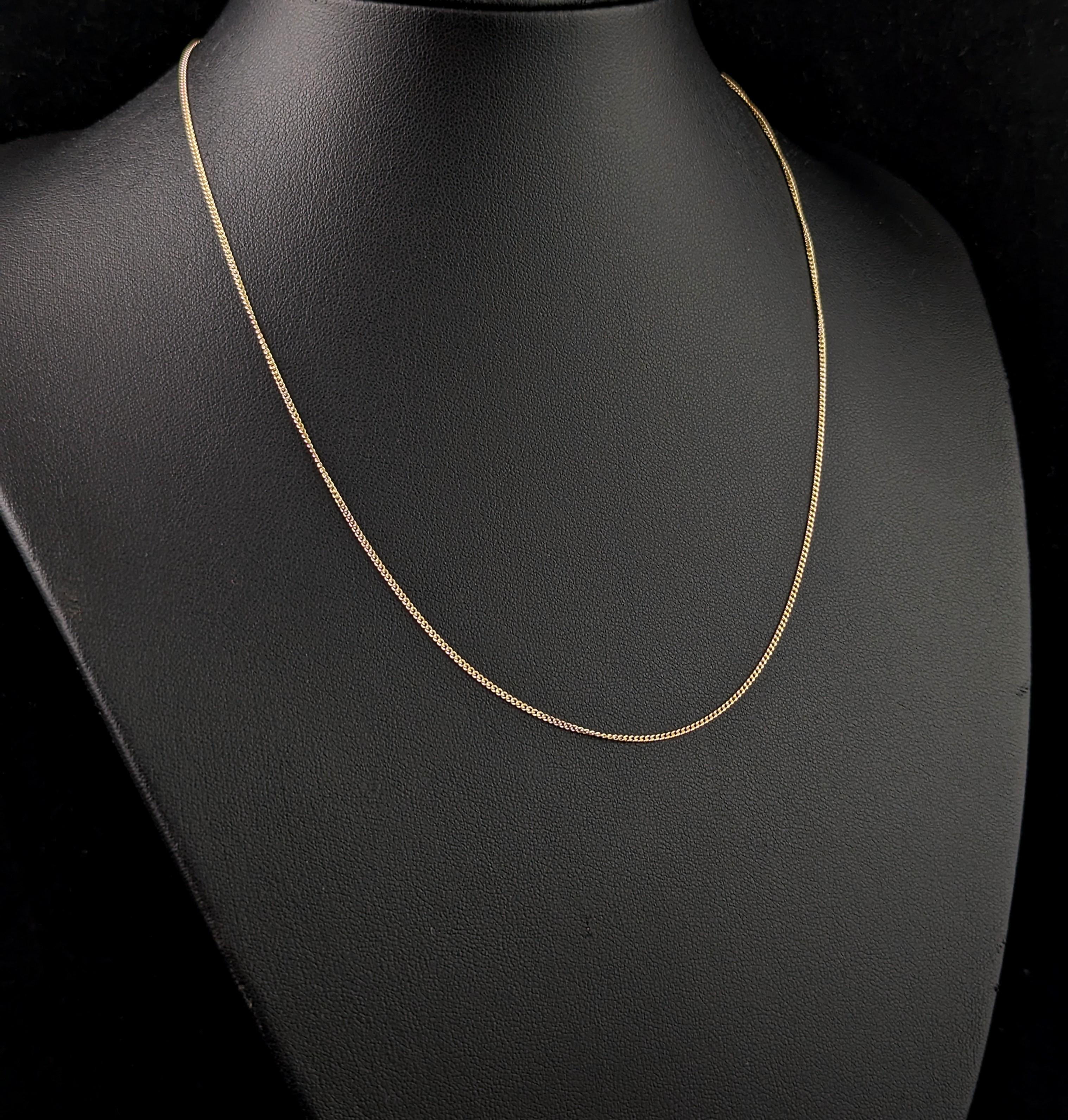 Vintage 9k yellow gold trace chain necklace, curb link  3