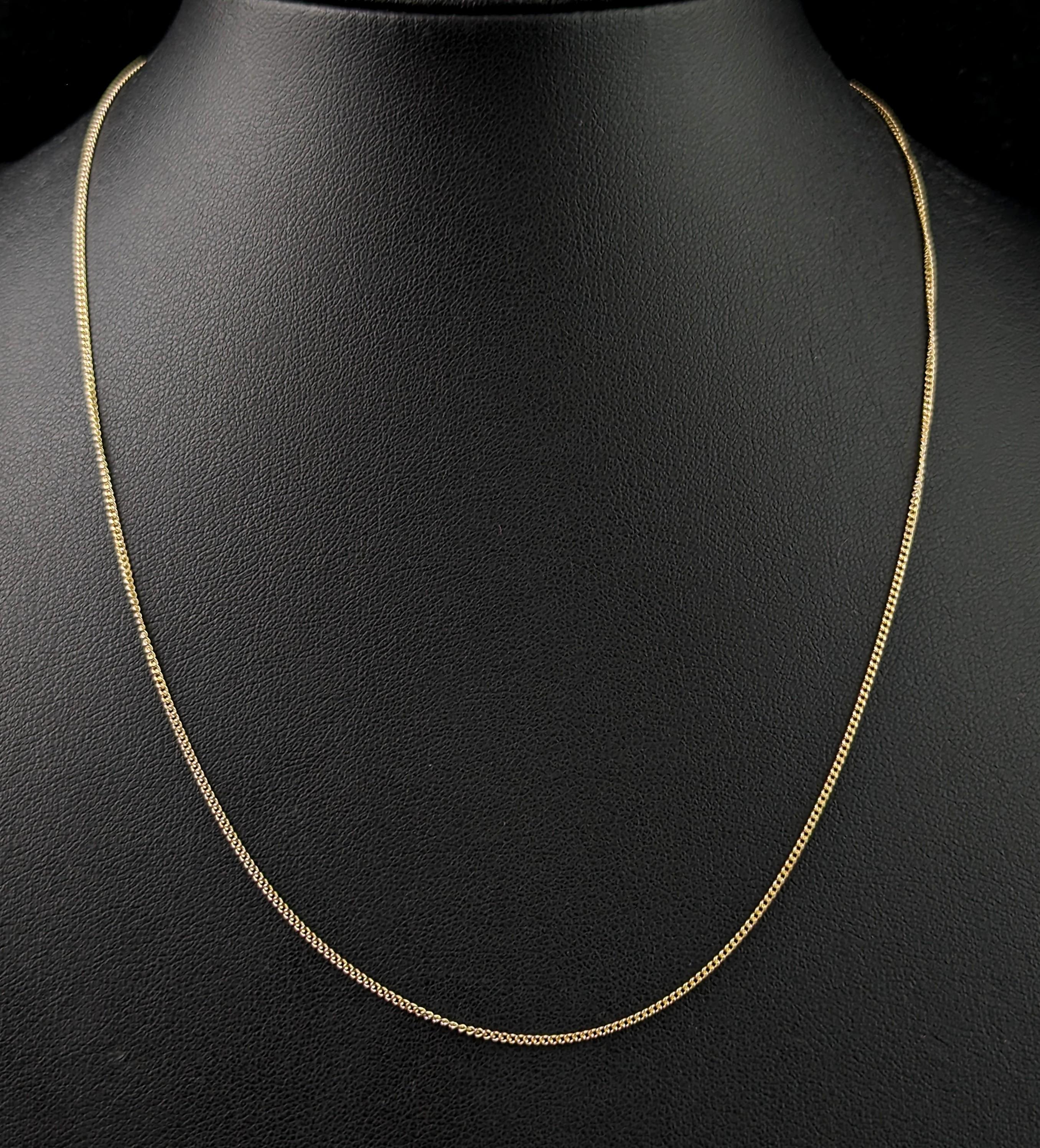 Vintage 9k yellow gold trace chain necklace, curb link  4