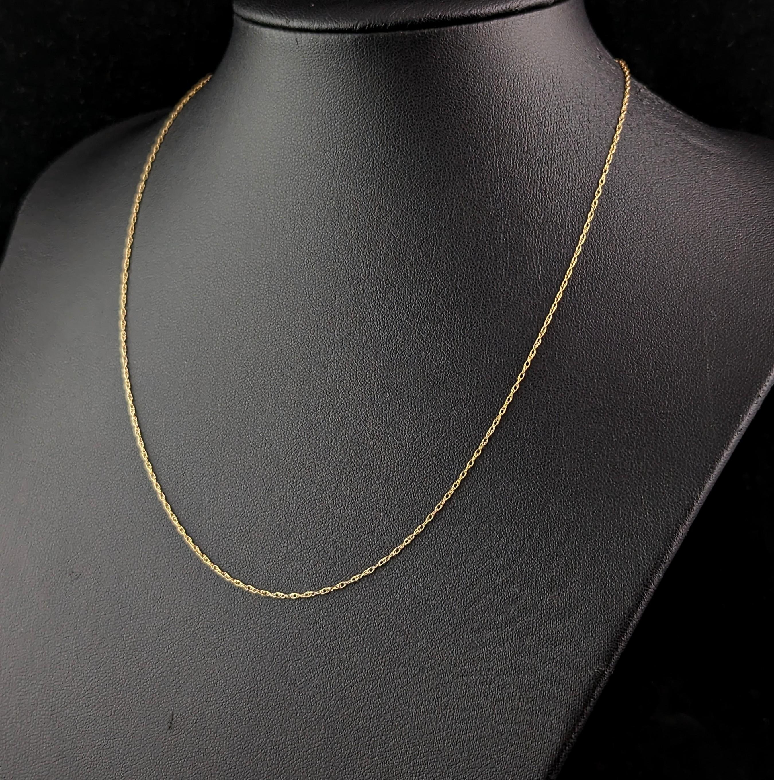 Modern Vintage 9k yellow gold trace chain necklace, dainty  For Sale