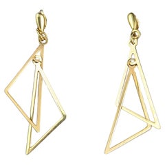 Boucles d'oreilles vintage triangulaires en or jaune 9 carats, années 1980 