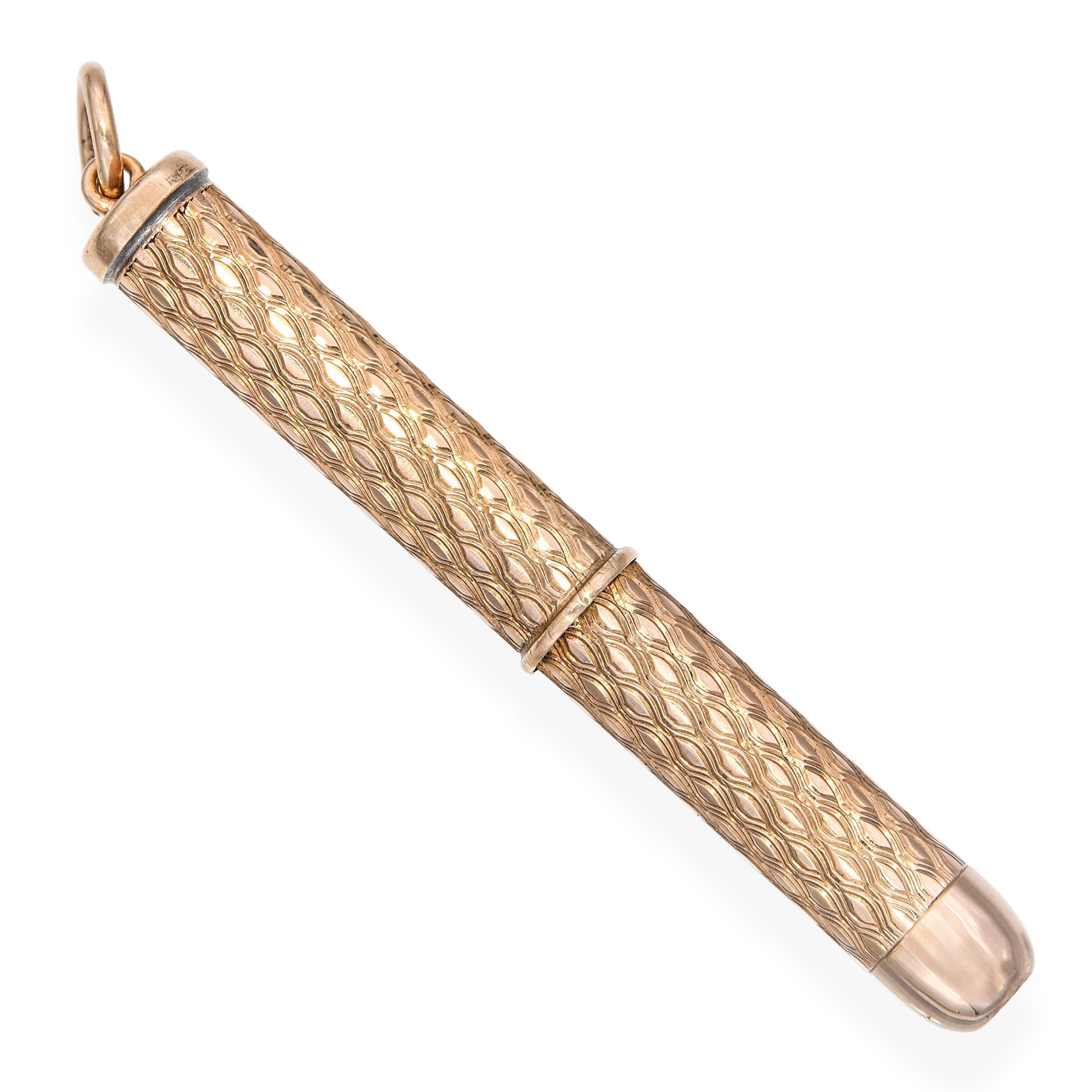 Vintage 9k Yellow Gold Twist Action Toothpick Bon état - En vente à New York, NY