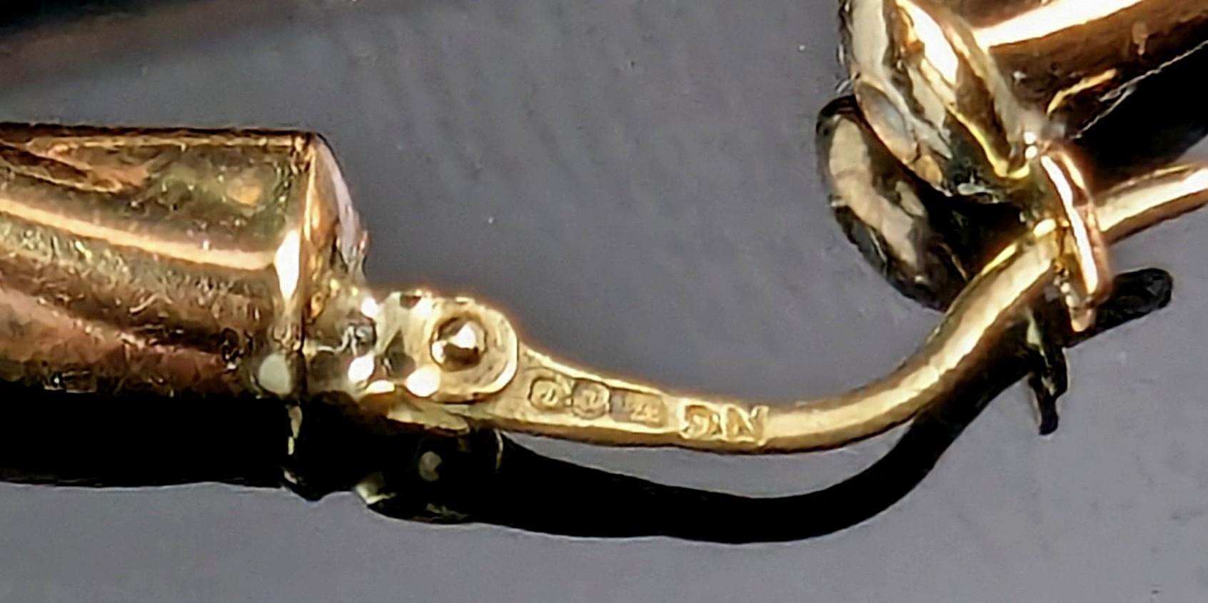 Boucles d'oreilles vintage en or jaune 9k, grands anneaux  en vente 2