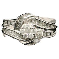 Vintage 9kt Gold Diamantring - ca. 1,00 Karat runde & Baguette Diamanten