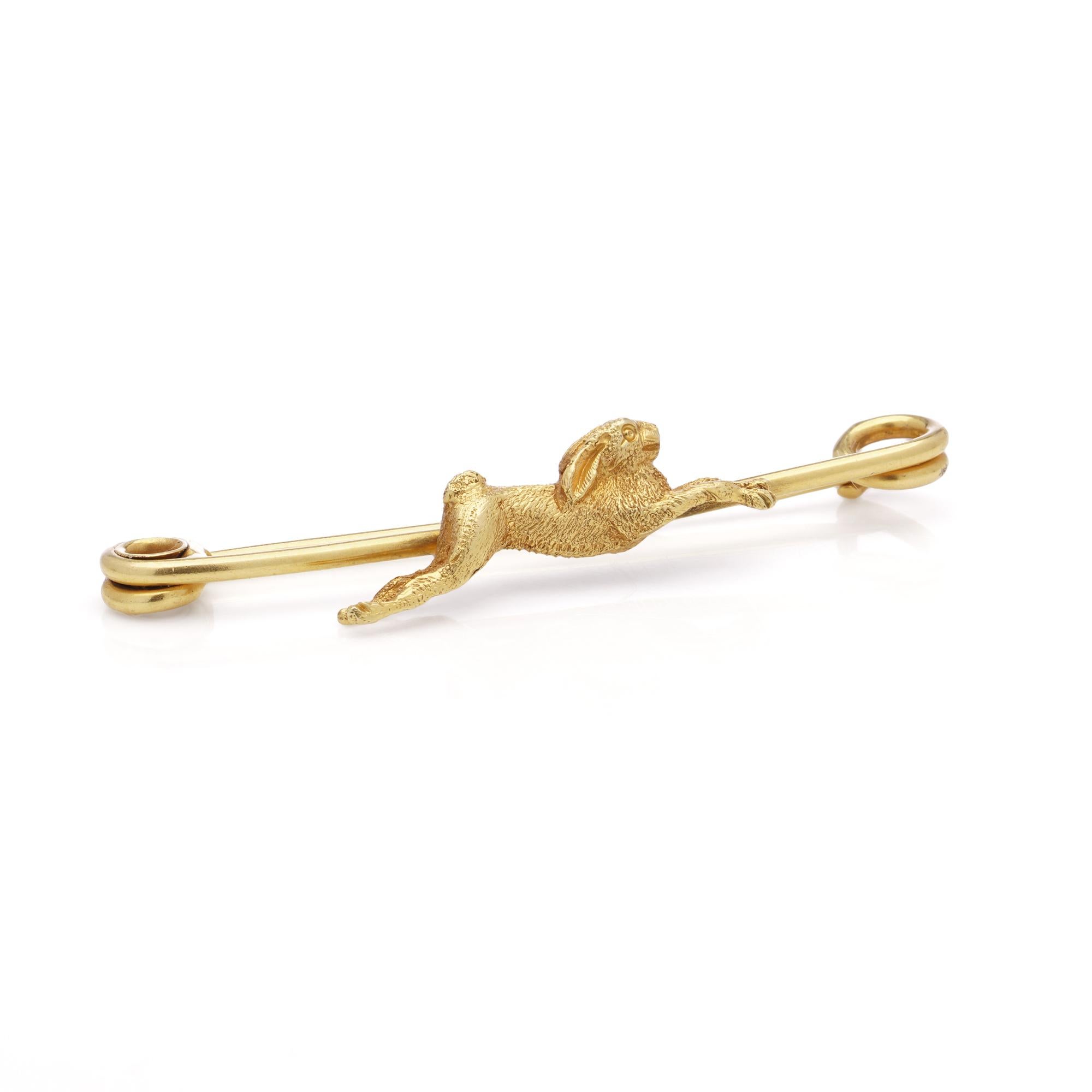 Art Deco Vintage 9kt Yellow Gold Hare Brooch