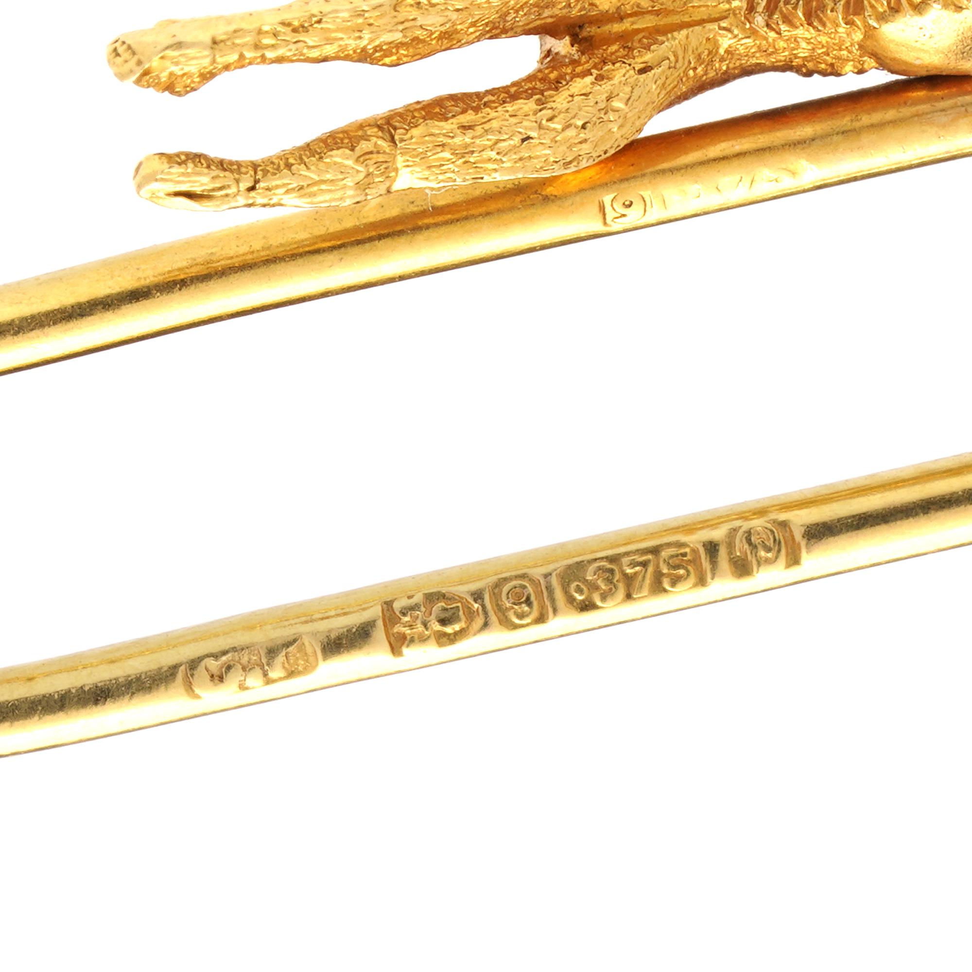 Vintage 9kt Yellow Gold Hare Brooch 2