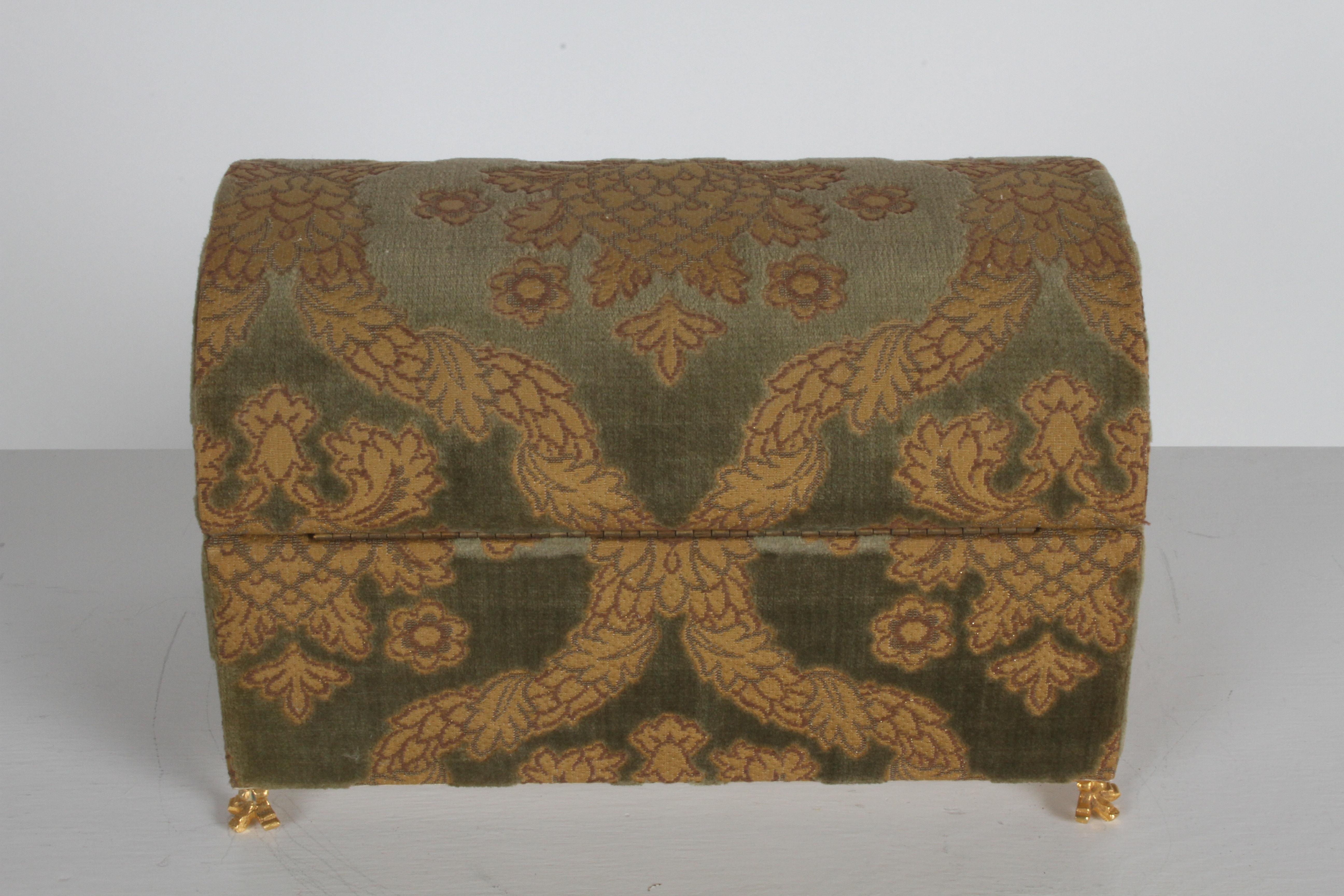 Mid-20th Century Vintage A. Antinori Roma Italy Jacquard Velvet Jewelry Box Casket Storage Chest