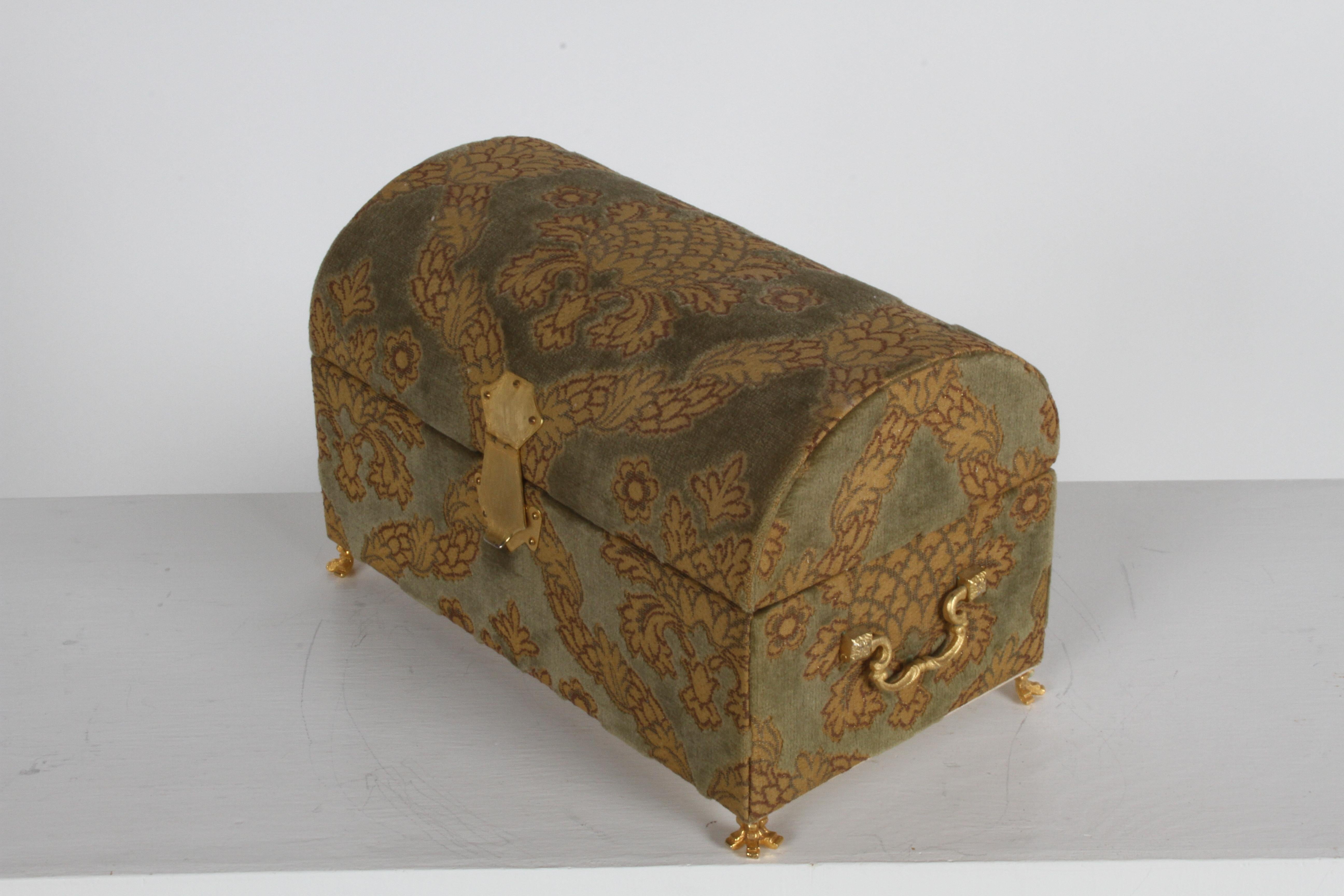 Suede Vintage A. Antinori Roma Italy Jacquard Velvet Jewelry Box Casket Storage Chest