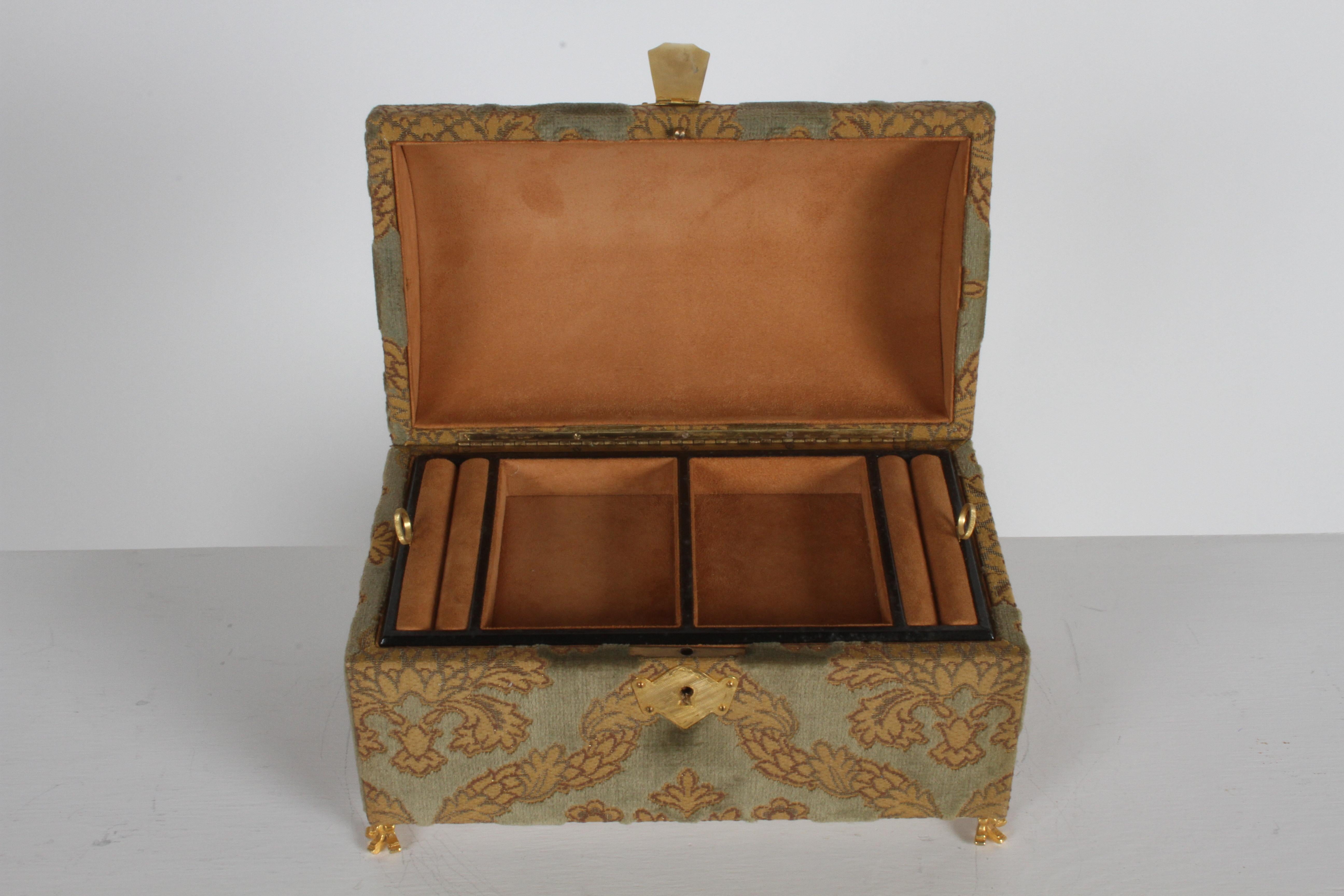 Vintage A. Antinori Roma Italy Jacquard Velvet Jewelry Box Casket Storage Chest 4