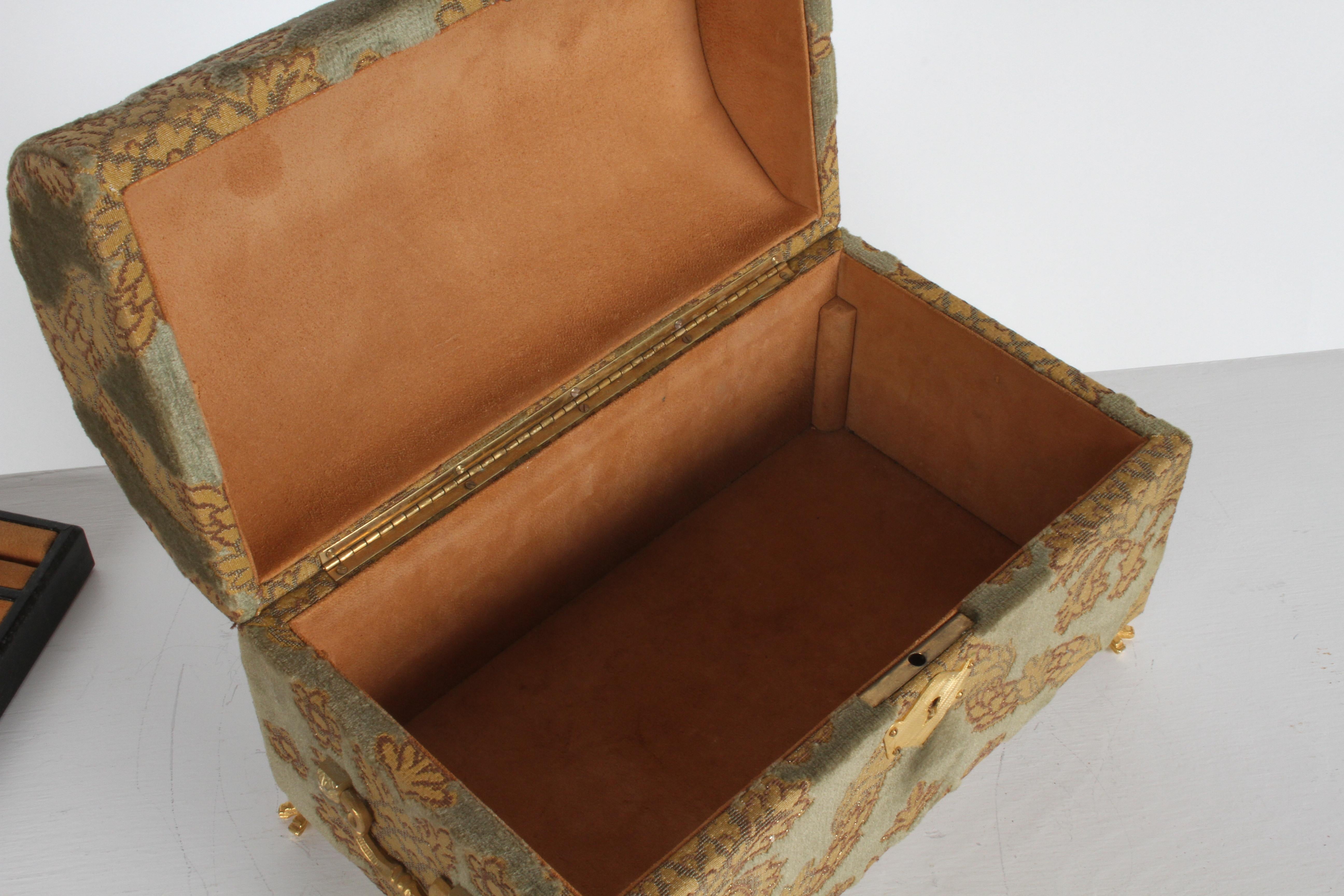 Vintage A. Antinori Roma Italy Jacquard Velvet Jewelry Box Casket Storage Chest 5