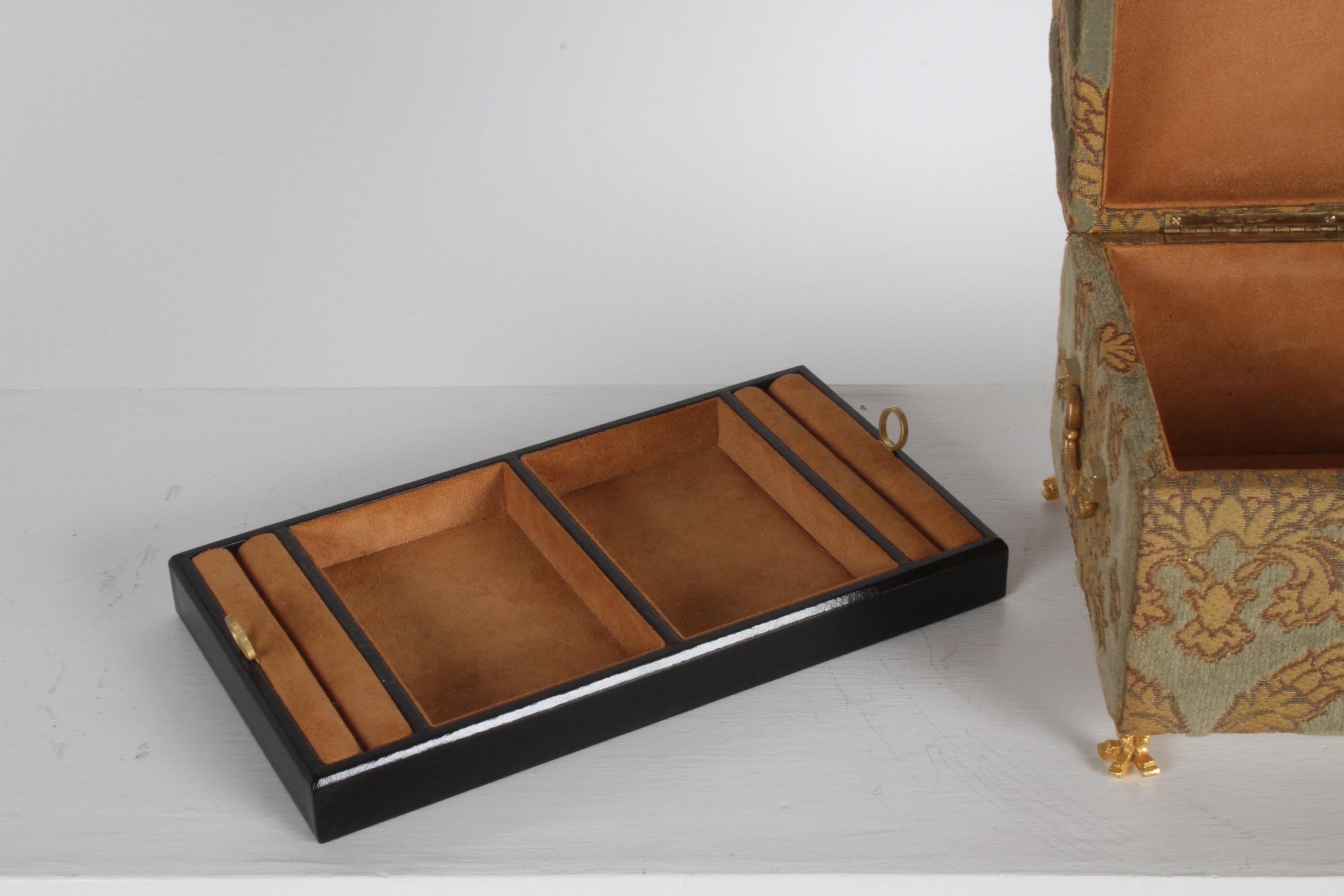 Vintage A. Antinori Roma Italy Jacquard Velvet Jewelry Box Casket Storage Chest 7